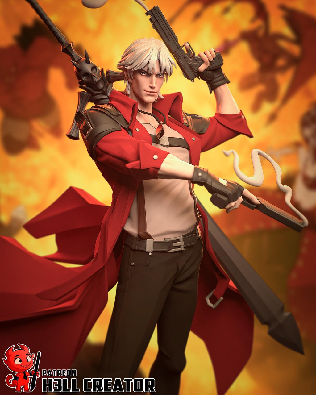 Dante Resin Statue: Hand-Painted Devil Hunter Collectible