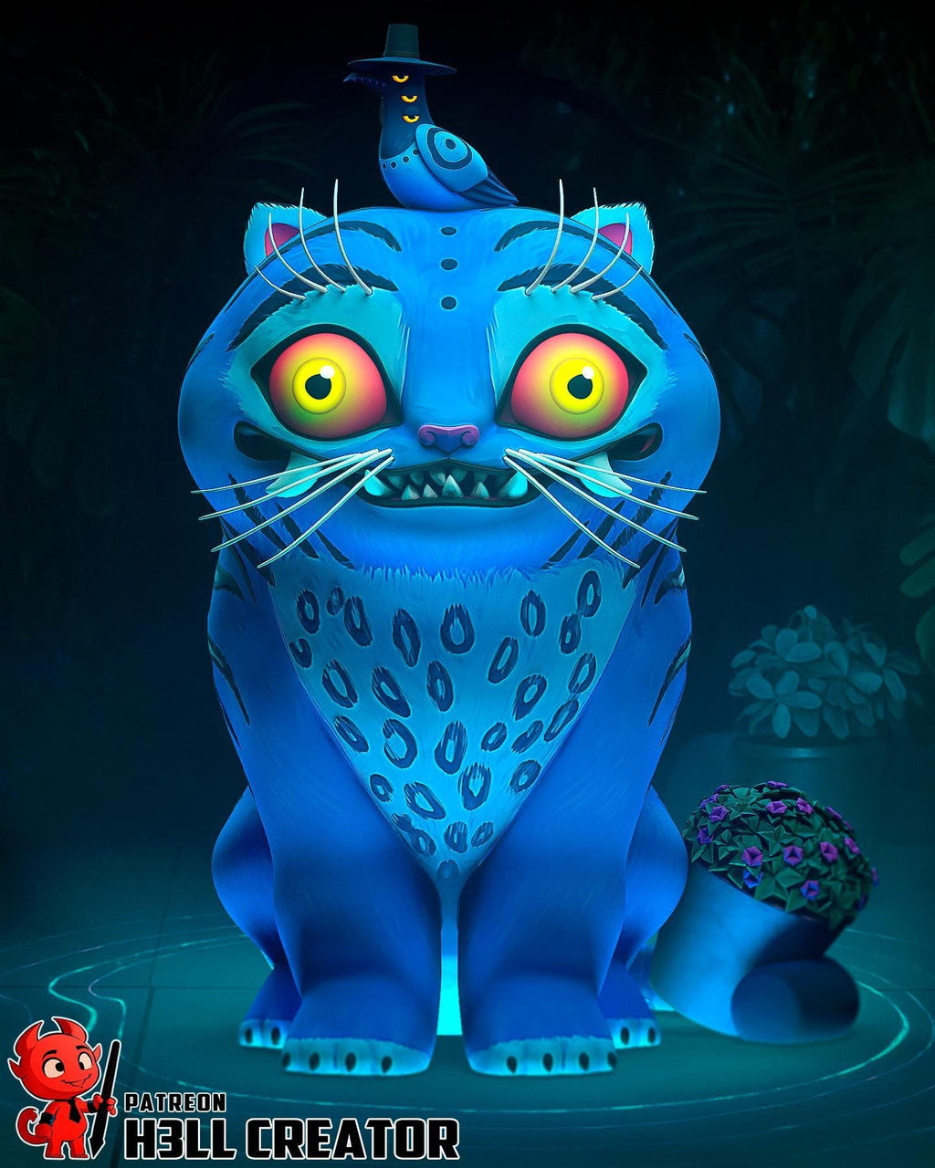 Estatua de resina Kpop Tigre Derpy: Coleccionable de arte hecho a mano pintado a mano