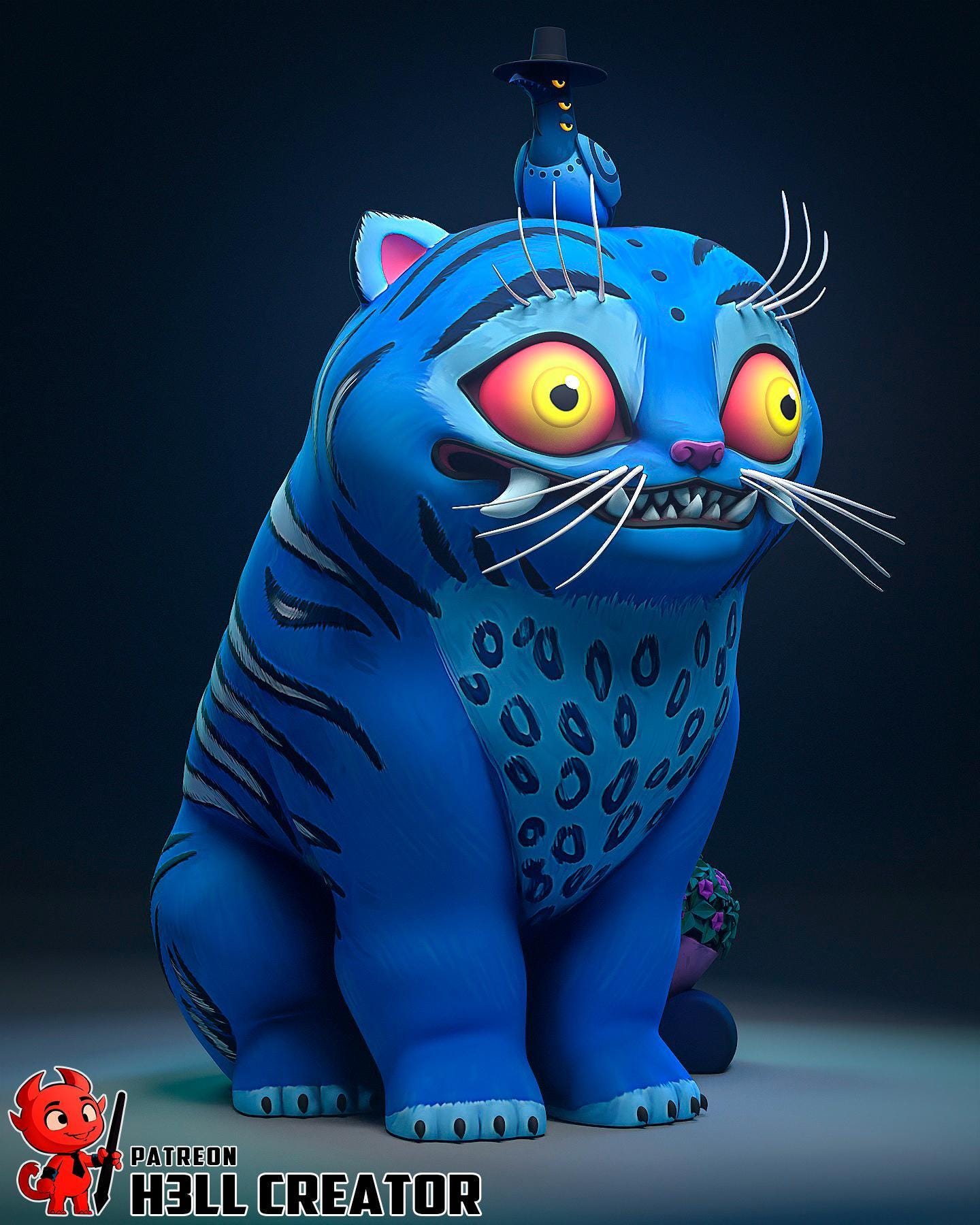 Estatua de resina Kpop Tigre Derpy: Coleccionable de arte hecho a mano pintado a mano