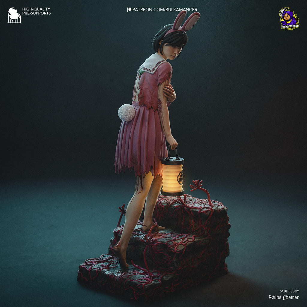 Estatua de Resina Hinako: Figura de Terror Inspirada en Silent Hill, Diorama Pintado a Mano