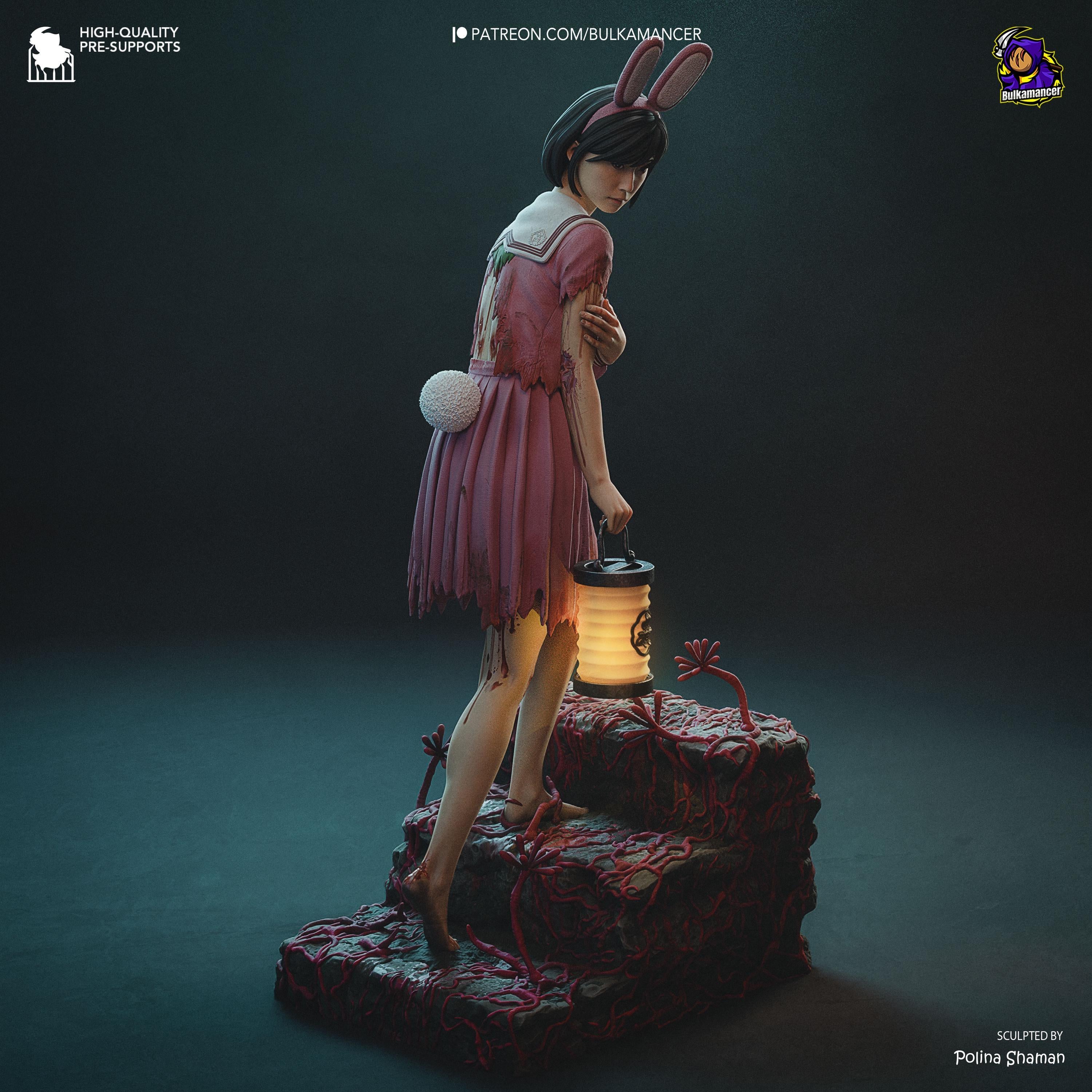 Estatua de Resina Hinako: Figura de Terror Inspirada en Silent Hill, Diorama Pintado a Mano