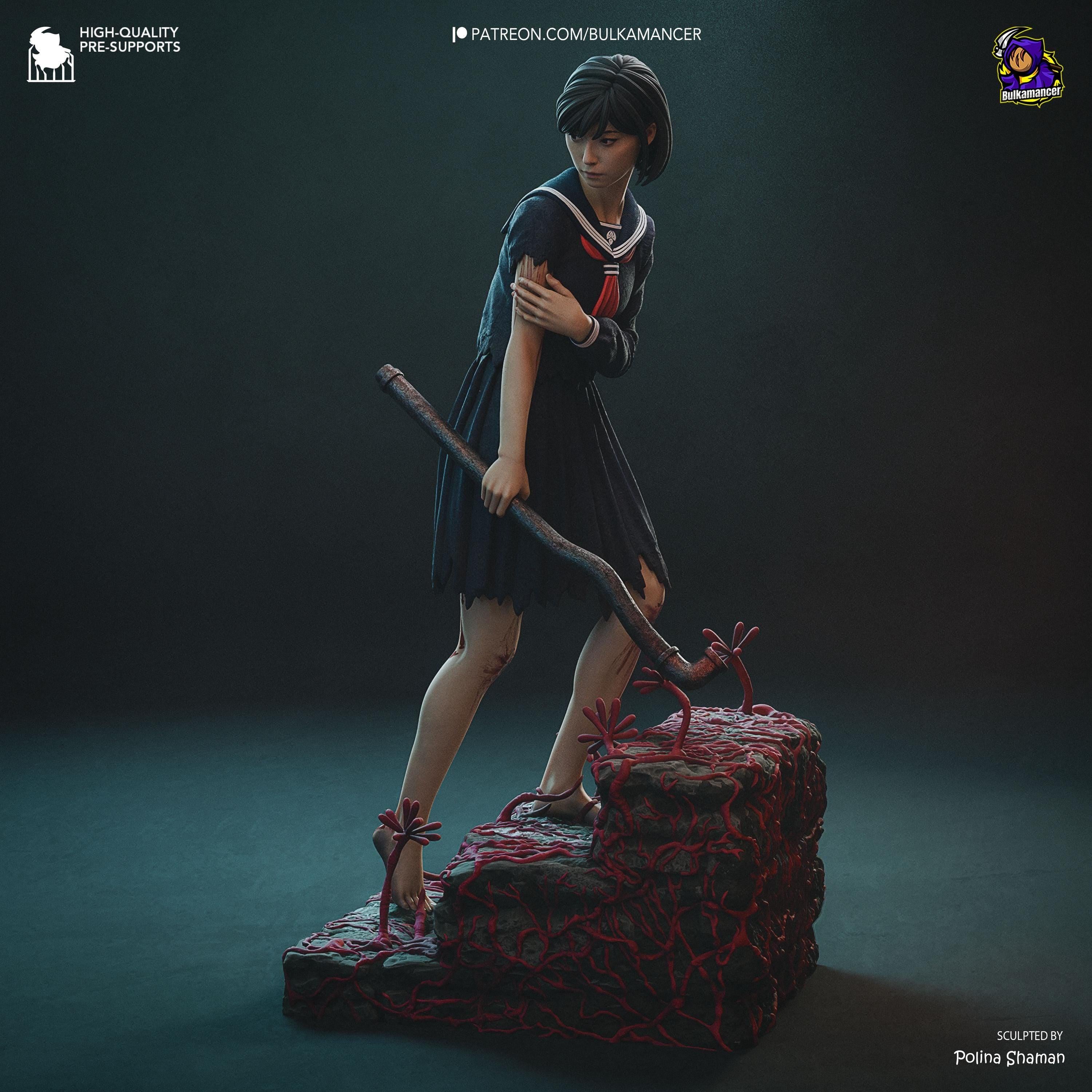 Estatua de Resina Hinako: Figura de Terror Inspirada en Silent Hill, Diorama Pintado a Mano