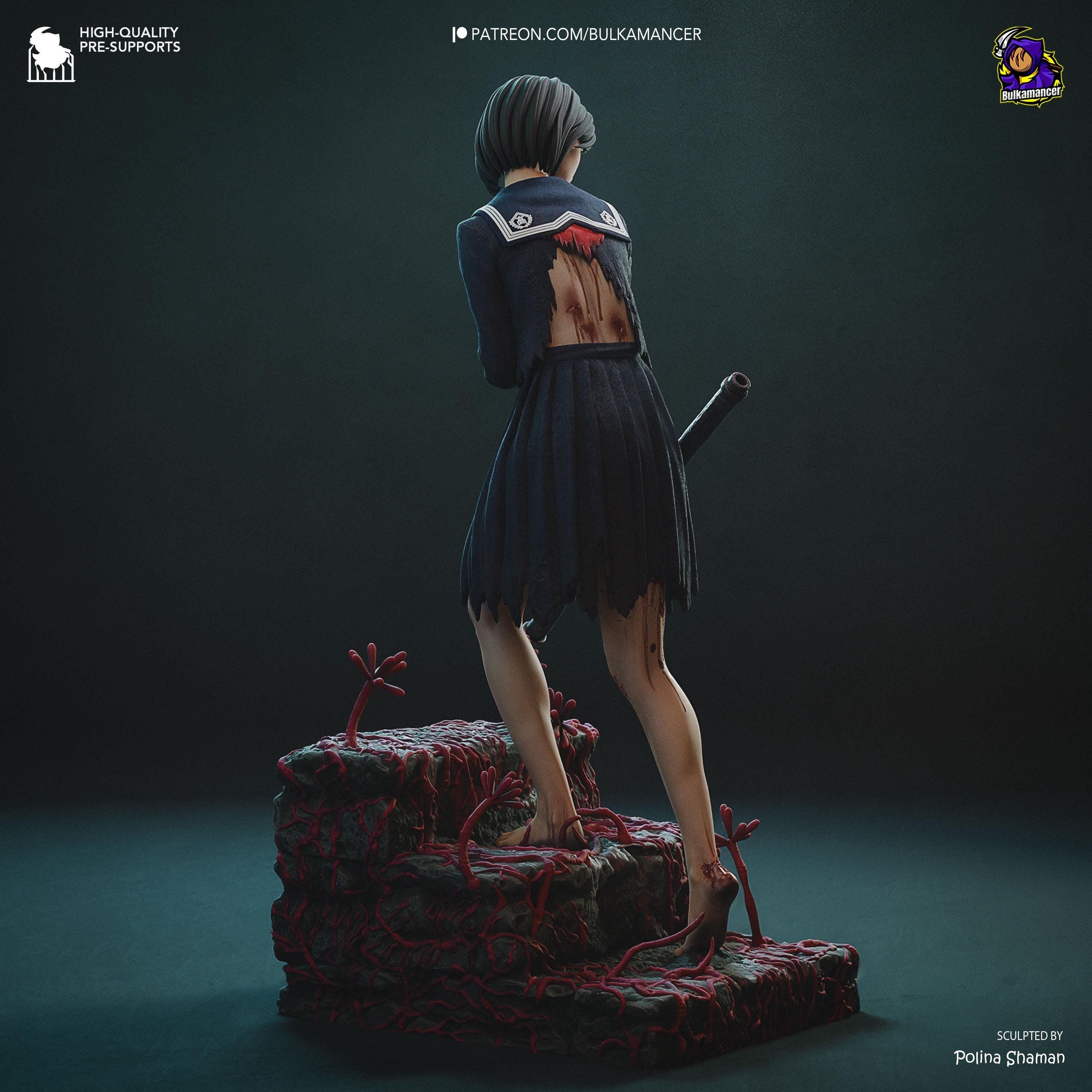 Estatua de Resina Hinako: Figura de Terror Inspirada en Silent Hill, Diorama Pintado a Mano