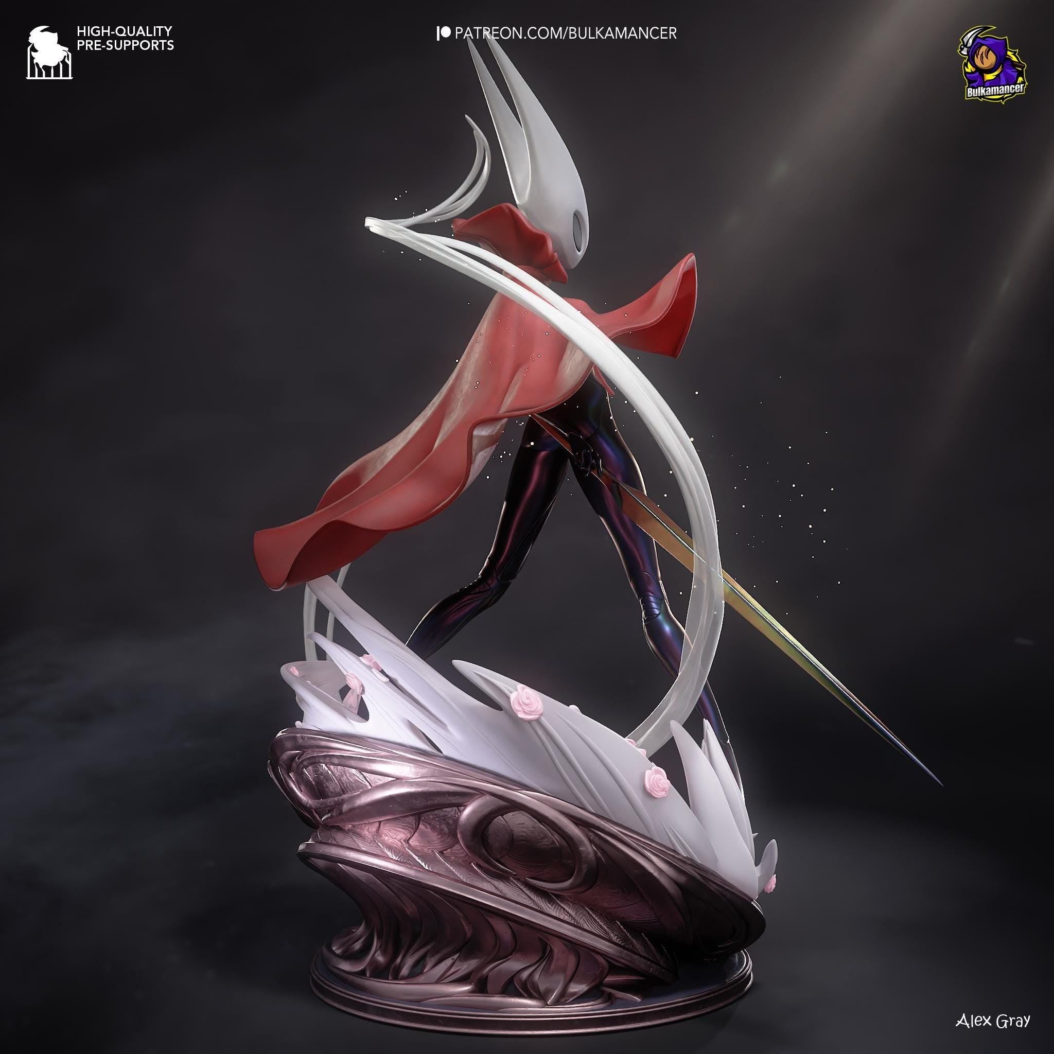 Estatua inspirada en Hornet: Coleccionable hecho por fans de Hollow Knight con capa roja