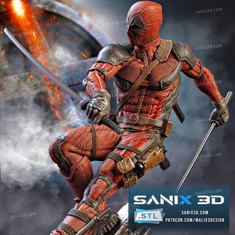 3D Printed Deadpool vs Wolverine Inspired Fan Art - 3D Handmade Statue