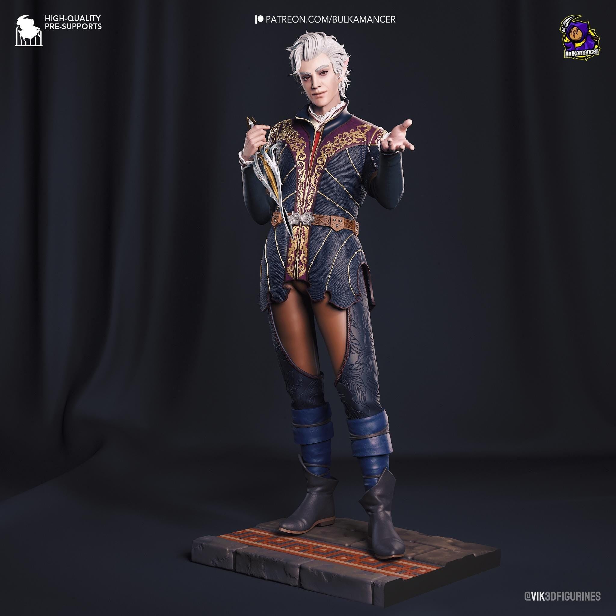 Hand-Painted Astarion Figurine: Baldur's Gate 3 Fan Art