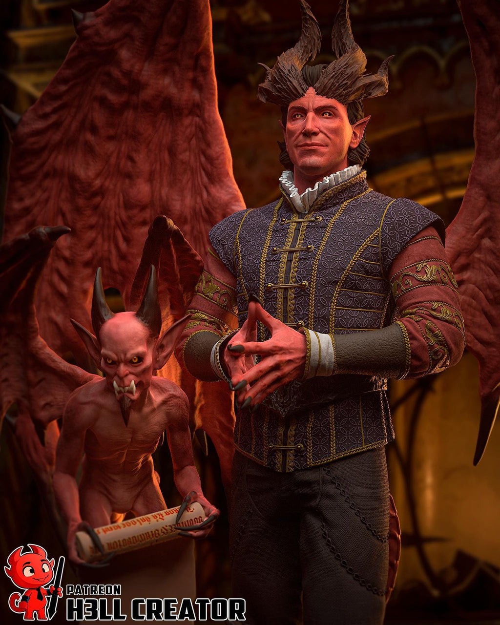 Estatua de Rafael: Coleccionable del Señor del Diablo Pintado a Mano - Inspirado en Baldur's Gate