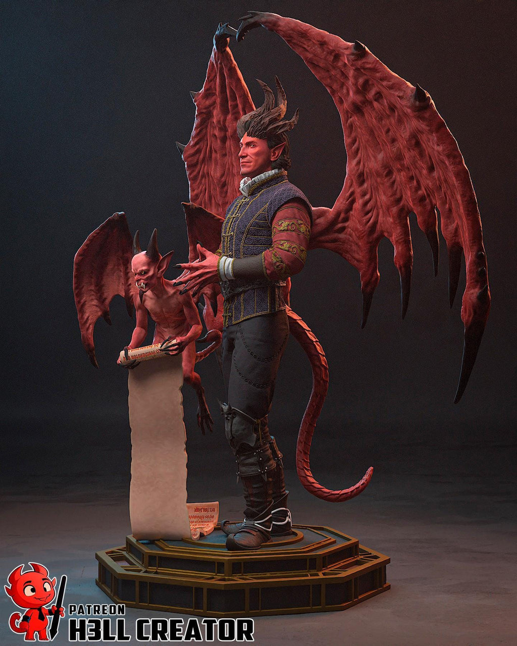 Estatua de Rafael: Coleccionable del Señor del Diablo Pintado a Mano - Inspirado en Baldur's Gate