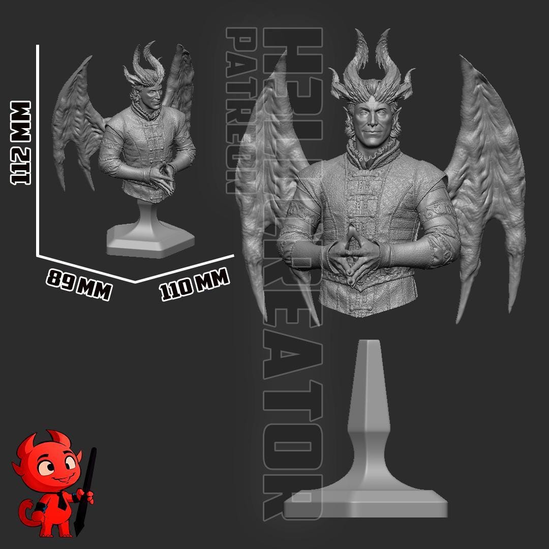 Estatua de Rafael: Coleccionable del Señor del Diablo Pintado a Mano - Inspirado en Baldur's Gate