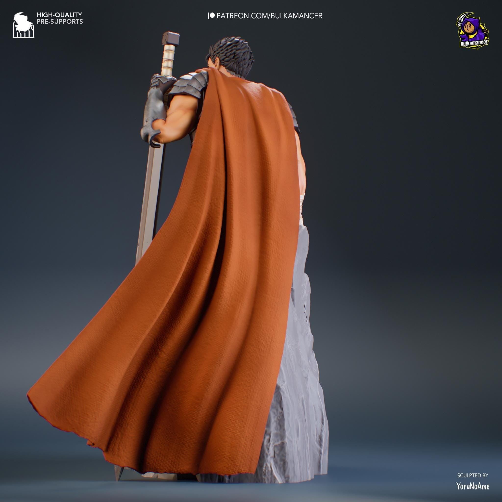 Guts Berserk Figure  Hand-Painted 16K Resin Statue | Black Swordsman Collectible | Multiple Scales