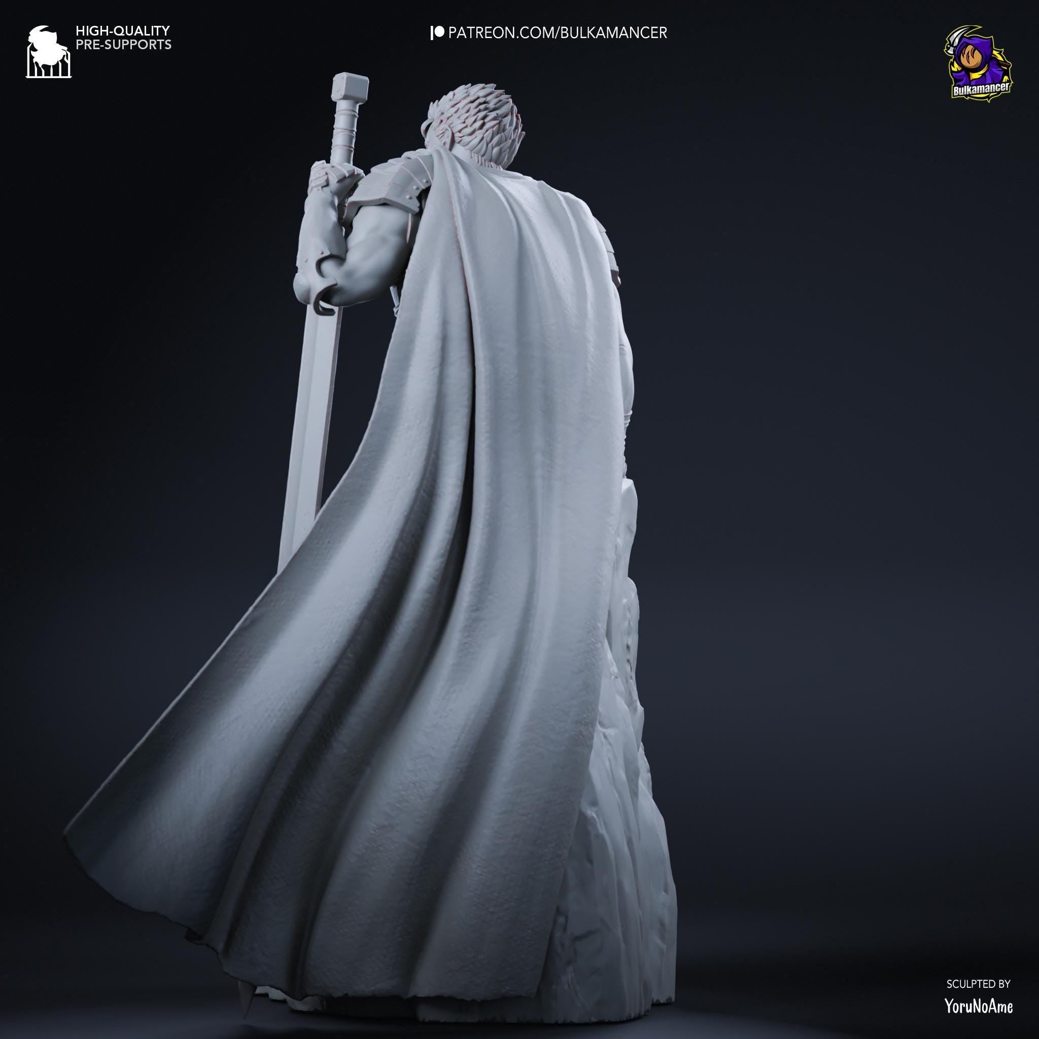 Guts Berserk Figure  Hand-Painted 16K Resin Statue | Black Swordsman Collectible | Multiple Scales