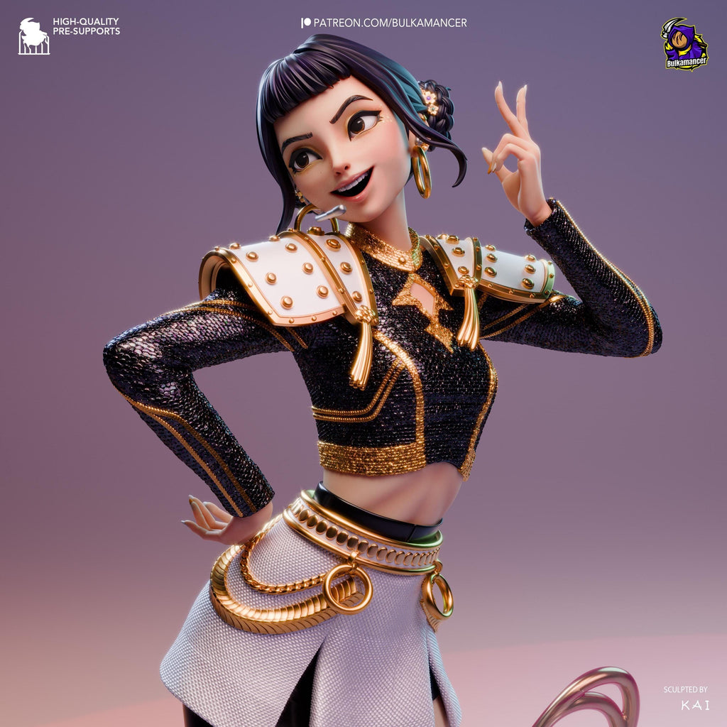 Estatua de Resina Kpop Spirit Hunter Zoey: Coleccionable de Kpop "Huntrix" Fan Art Pintado a Mano