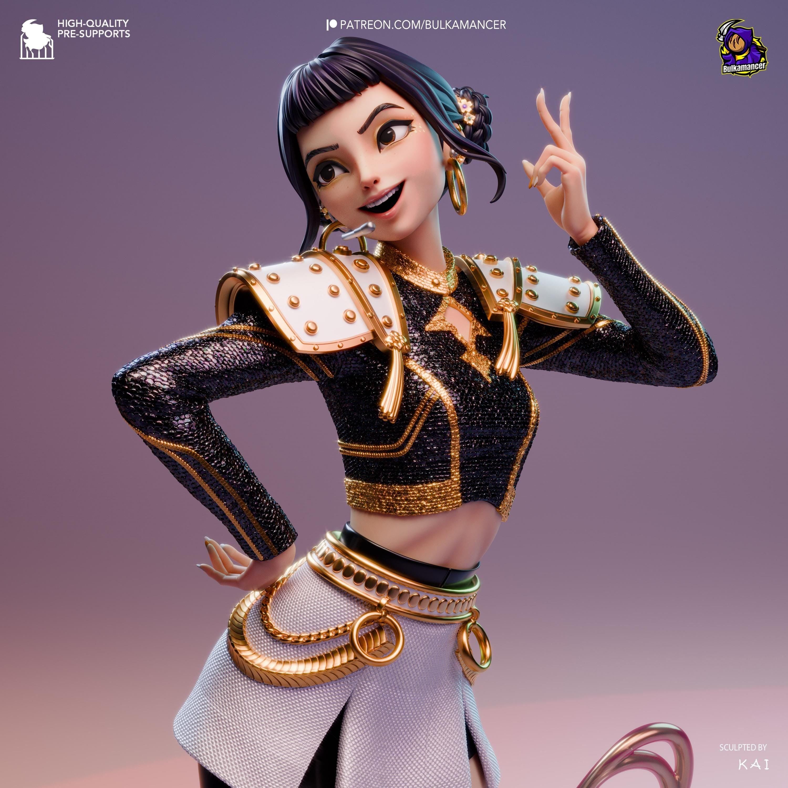 Estatua de Resina Kpop Spirit Hunter Zoey: Coleccionable de Kpop "Huntrix" Fan Art Pintado a Mano