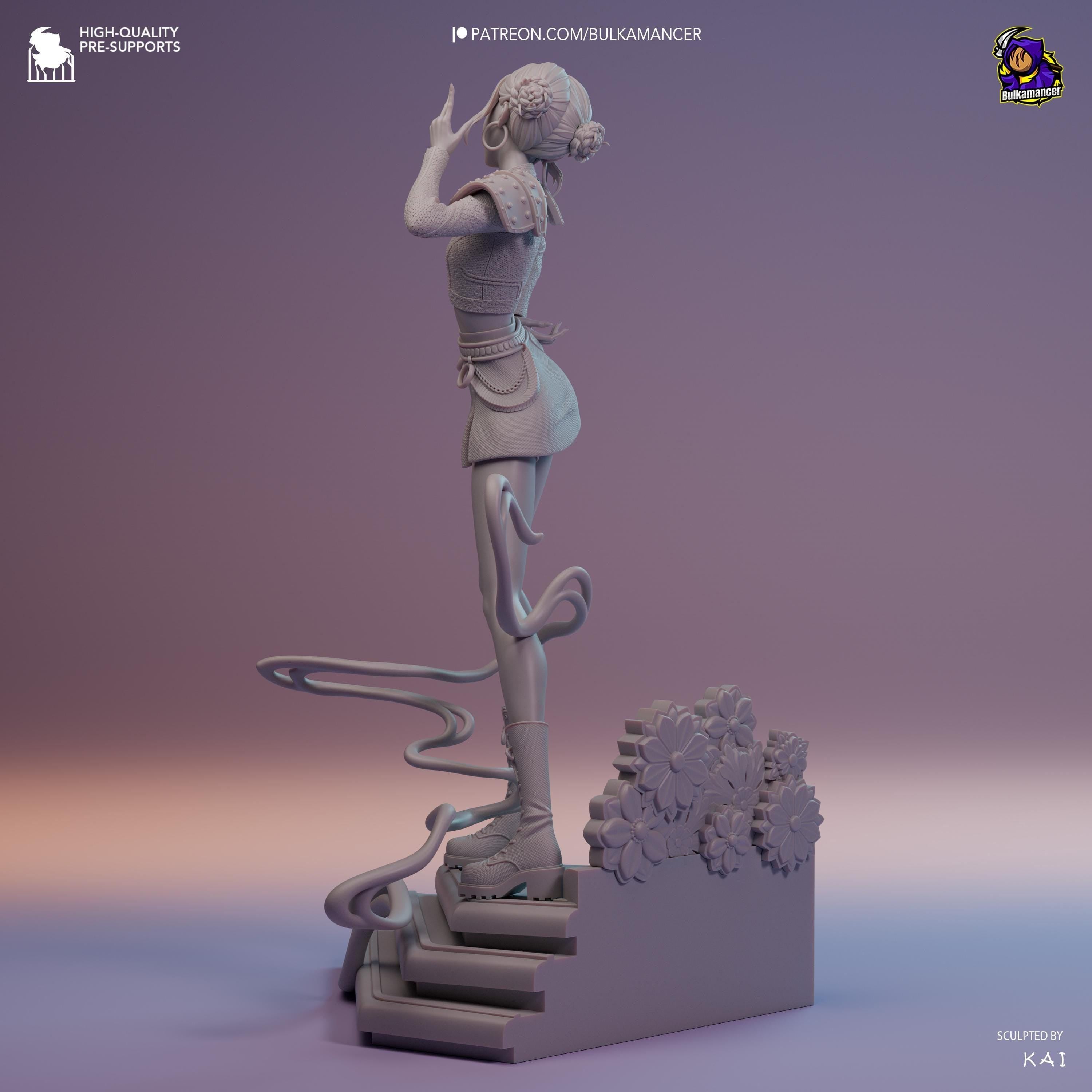 Estatua de Resina Kpop Spirit Hunter Zoey: Coleccionable de Kpop "Huntrix" Fan Art Pintado a Mano