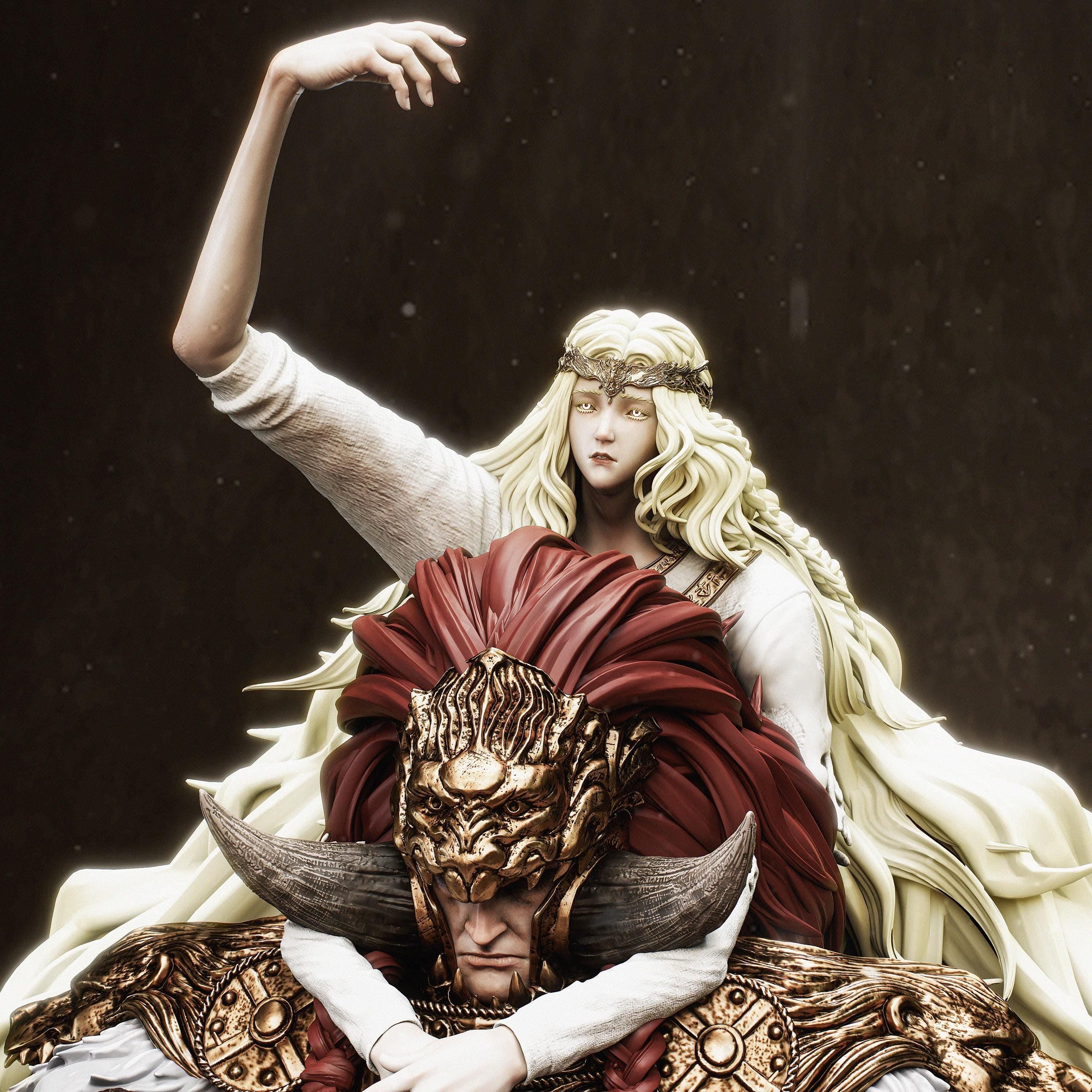 Figura de Elden Ring de Radahn y Miquella: Estatua de resina impresa en 3D