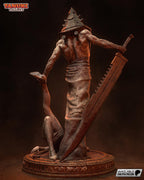 Diorama de Pyramid Head / Estatua de resina inspirada en Silent Hill / Coleccionable de terror pintado a mano