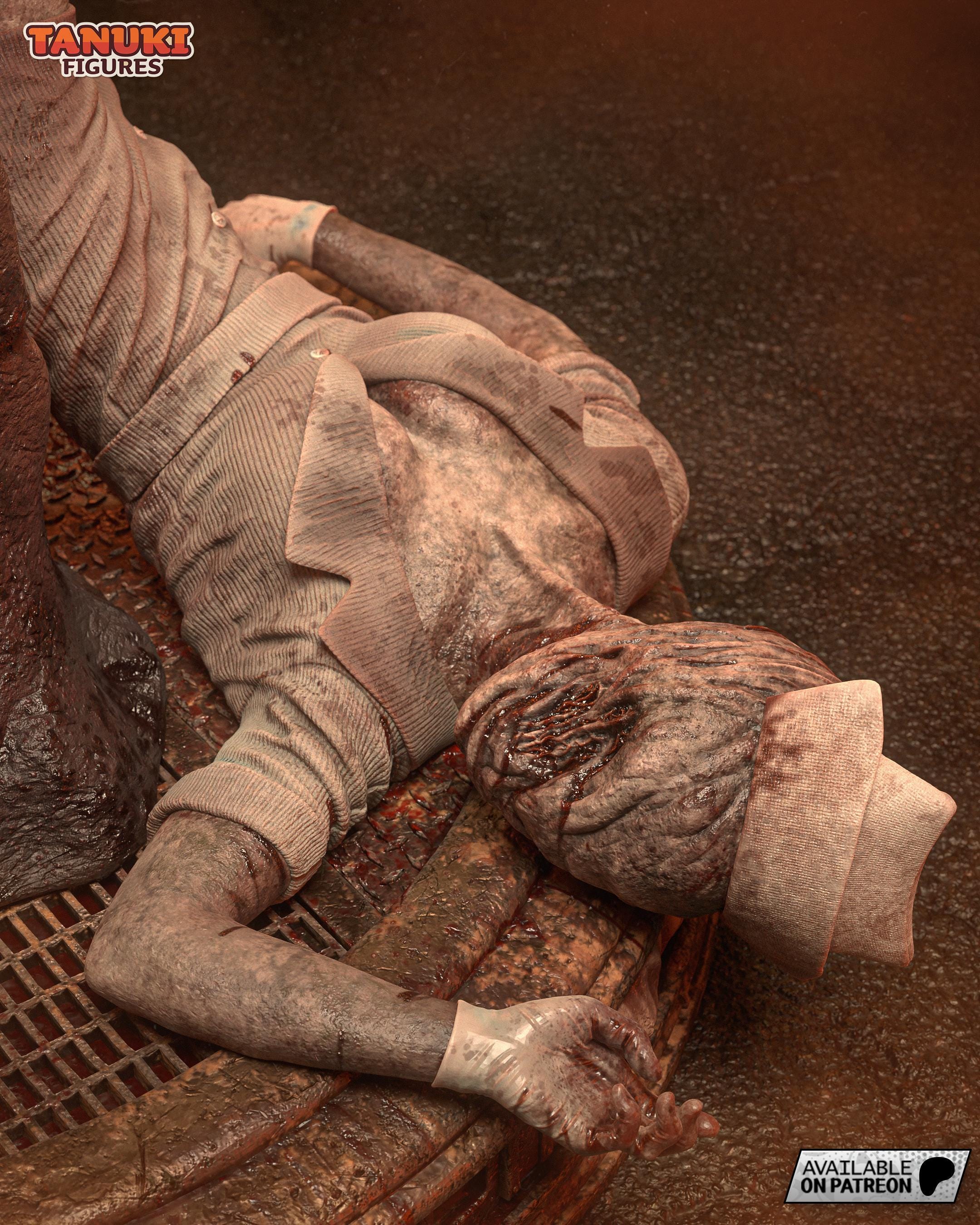 Diorama de Pyramid Head / Estatua de resina inspirada en Silent Hill / Coleccionable de terror pintado a mano