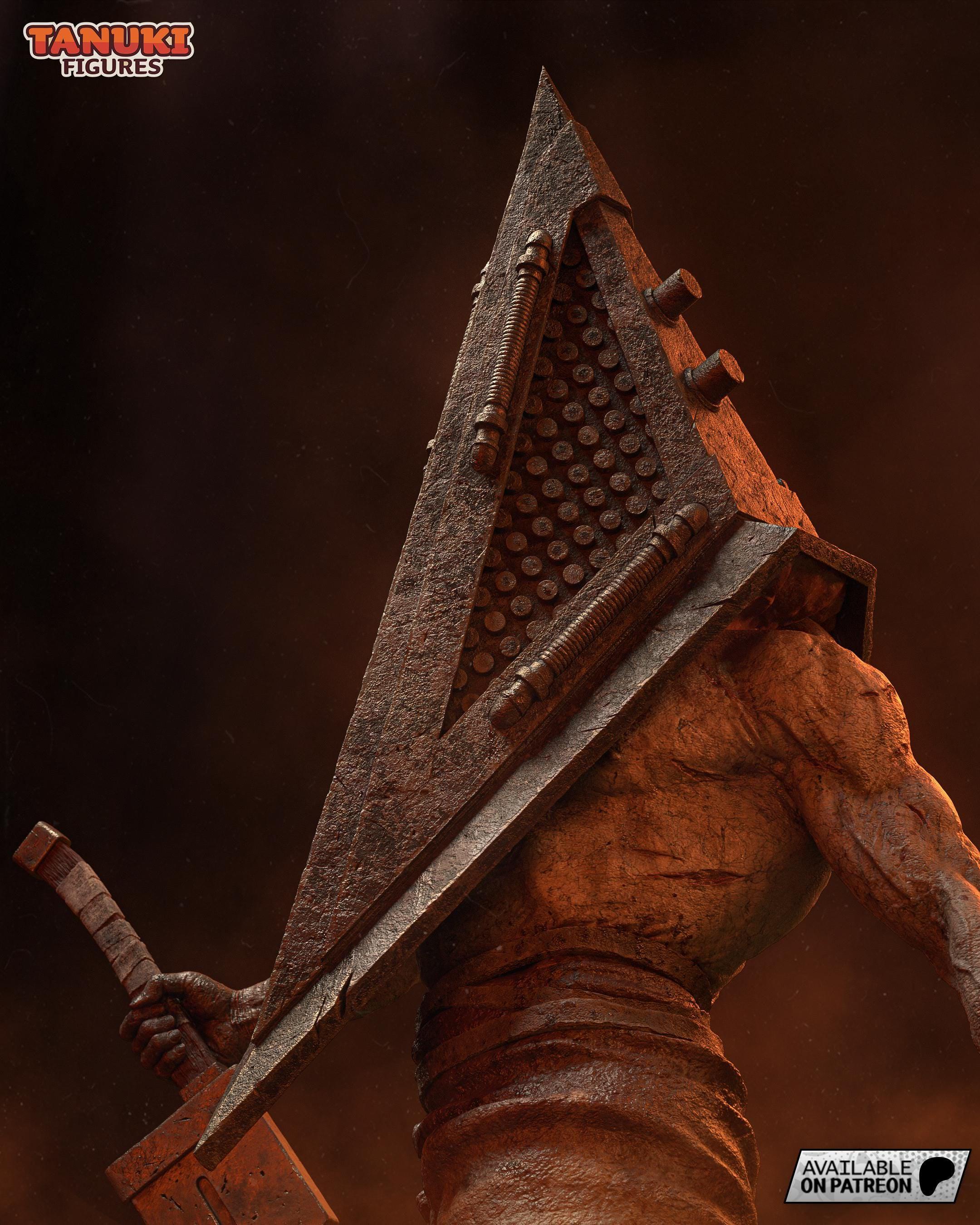 Diorama de Pyramid Head / Estatua de resina inspirada en Silent Hill / Coleccionable de terror pintado a mano