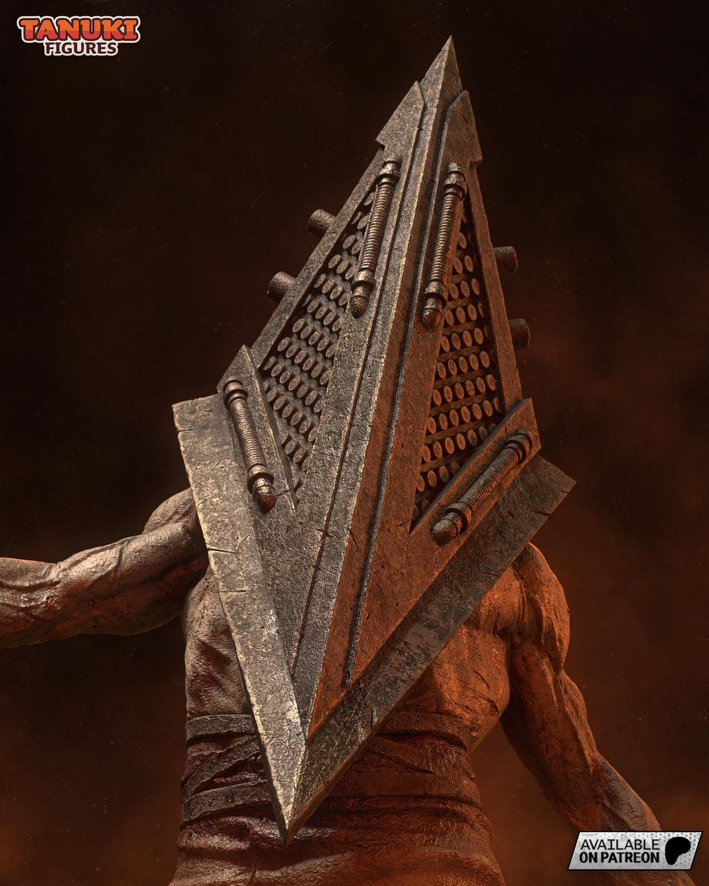 Diorama de Pyramid Head / Estatua de resina inspirada en Silent Hill / Coleccionable de terror pintado a mano