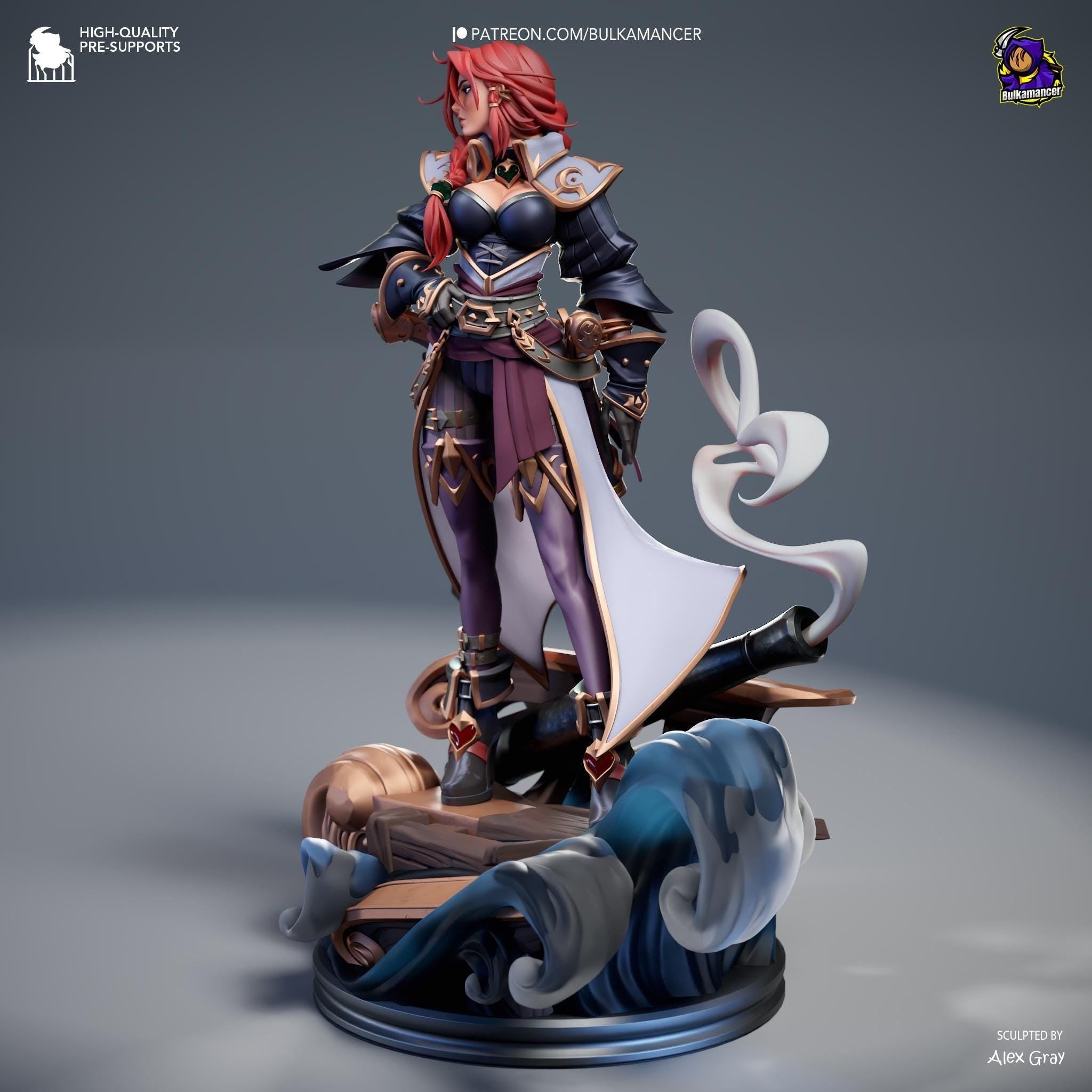 Estatua de Miss Fortune: Figura de fan art de LoL pintada a mano