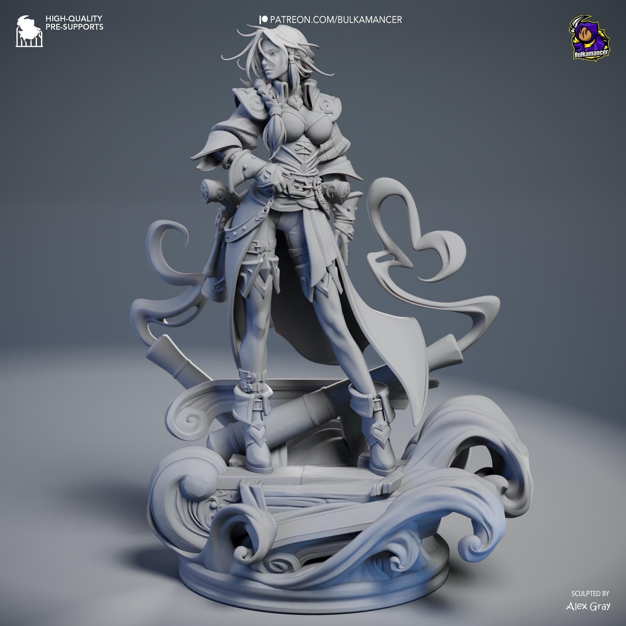 Estatua de Miss Fortune: Figura de fan art de LoL pintada a mano