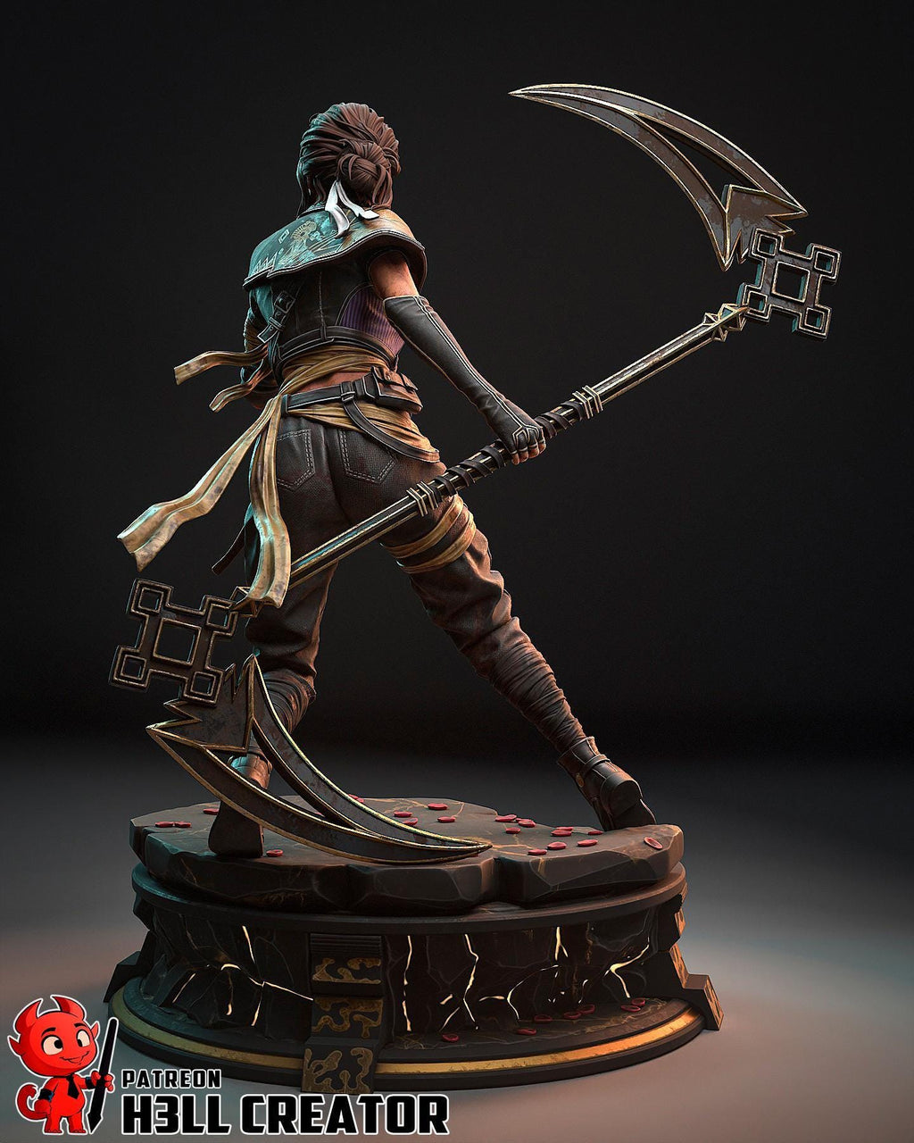 Estatua de resina de Sciel pintada a mano: figura coleccionable de fantasía oscura