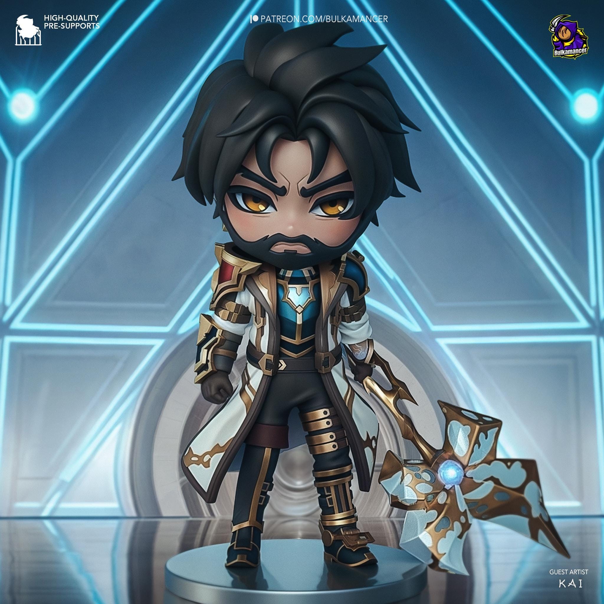 Hand-Painted Jayce Chibi Statue: LoL Inspired 3D Model