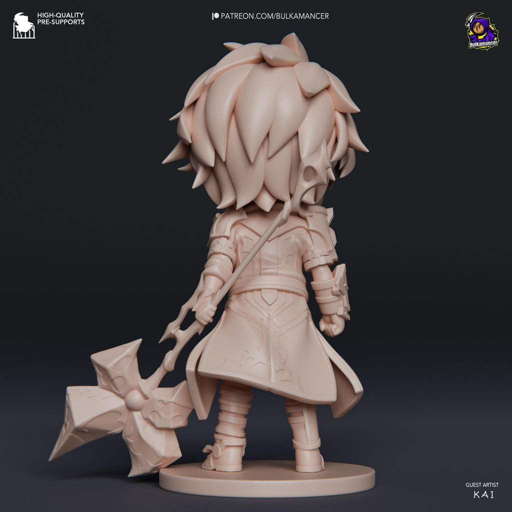 Hand-Painted Jayce Chibi Statue: LoL Inspired 3D Model