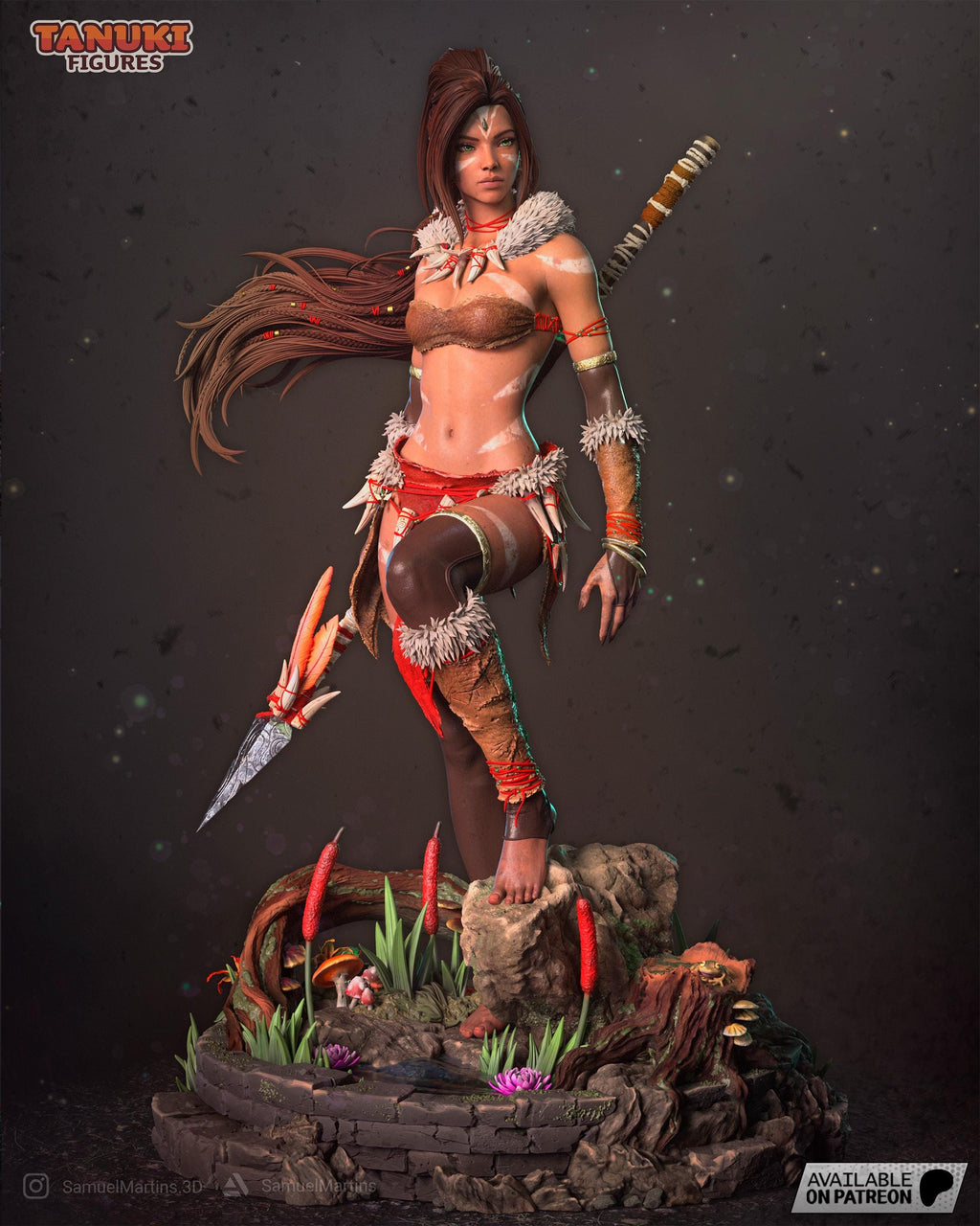 Nidalee LoL Inspired Statue / Jungle Huntress Resin Figure / Hand Painted Collectible