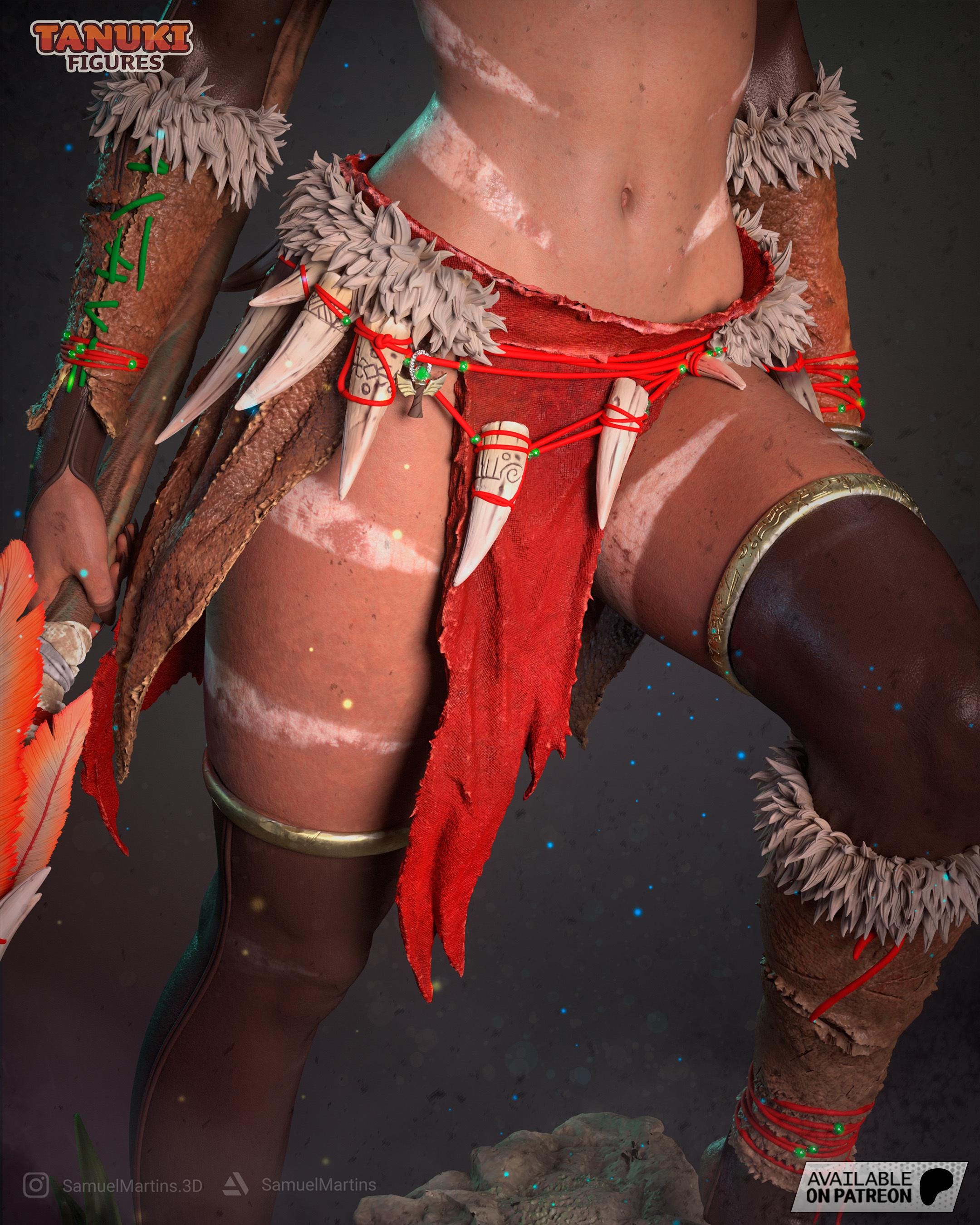 Nidalee LoL Inspired Statue / Jungle Huntress Resin Figure / Hand Painted Collectible