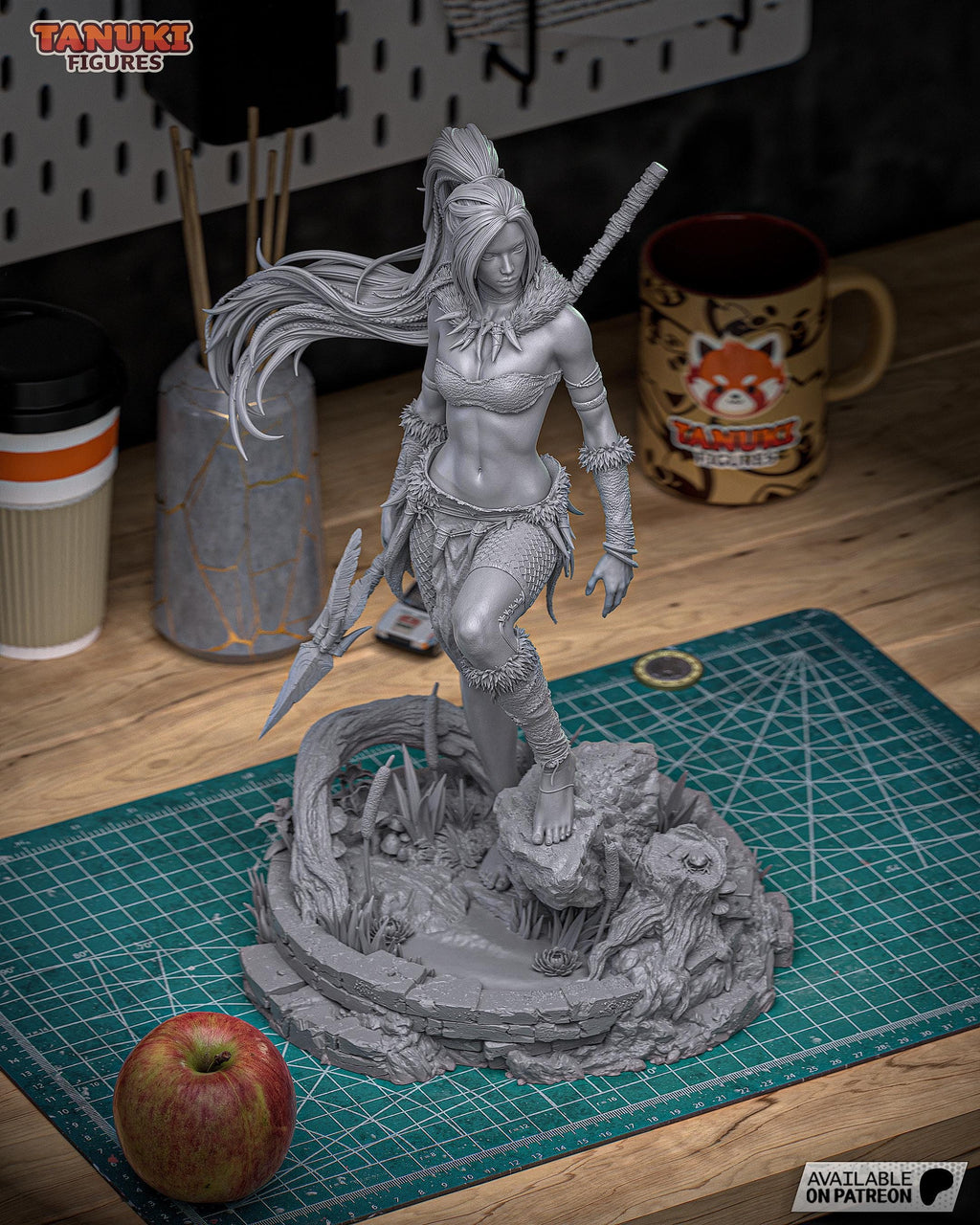Nidalee LoL Inspired Statue / Jungle Huntress Resin Figure / Hand Painted Collectible