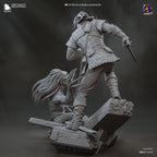 Diorama de escena de batalla inspirado en The Witcher Hunter | Estatua de fantasía pintada a mano | Maqueta de resina de coleccionista