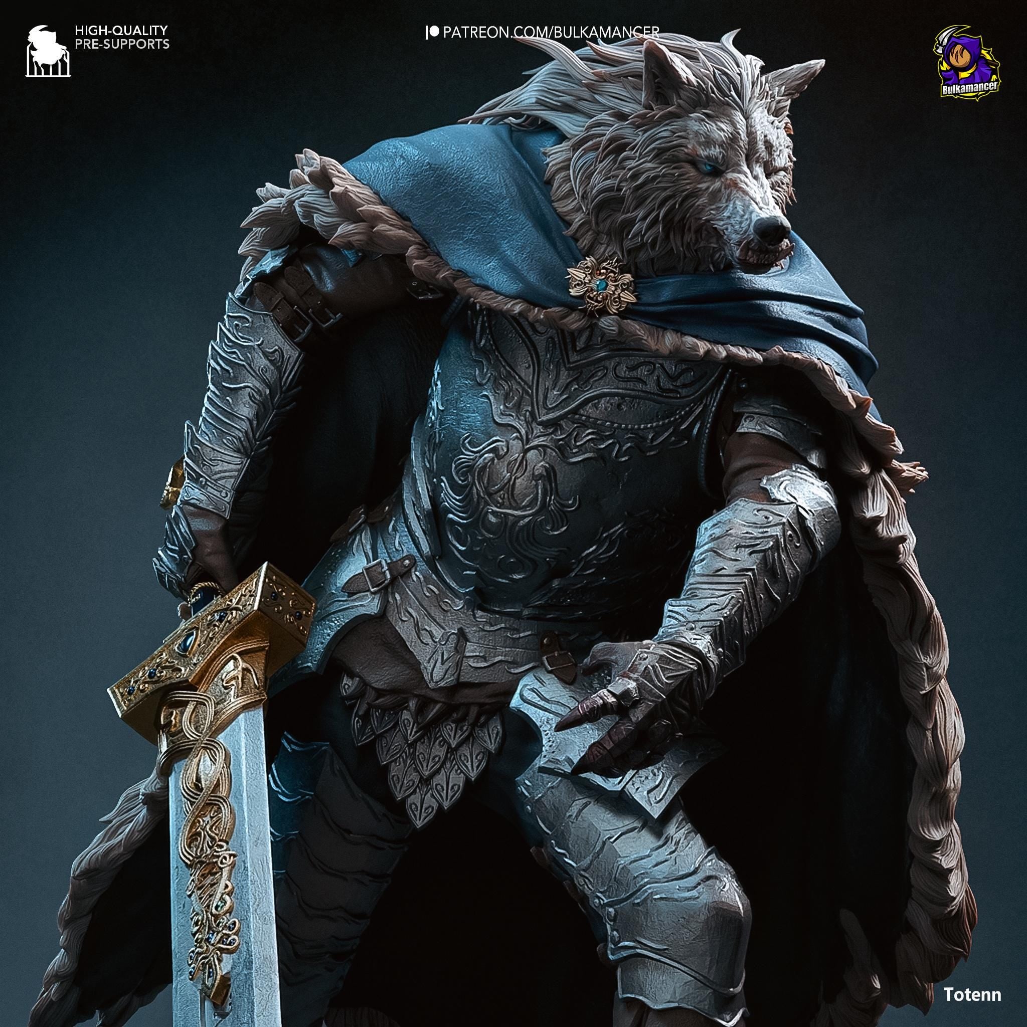 Blaidd the Half-Wolf Figurine: Elden Ring Collectible, Hand-Painted or Unpainted