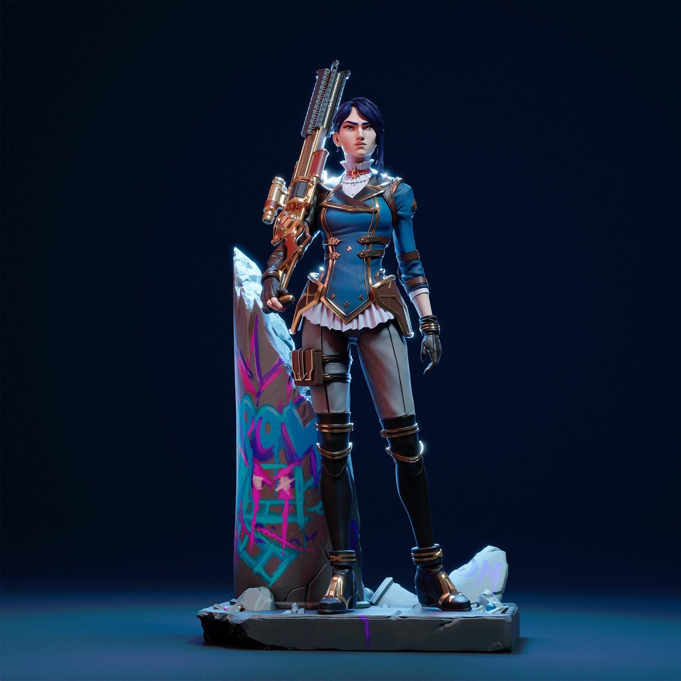 Handmade Caitlyn 3D Resin Figure: LoL Collectible
