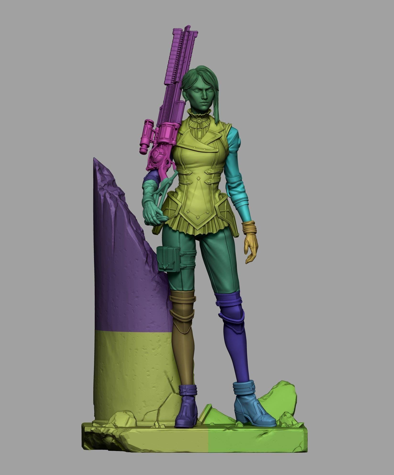 Figura de resina 3D de Caitlyn hecha a mano: Coleccionable de LoL