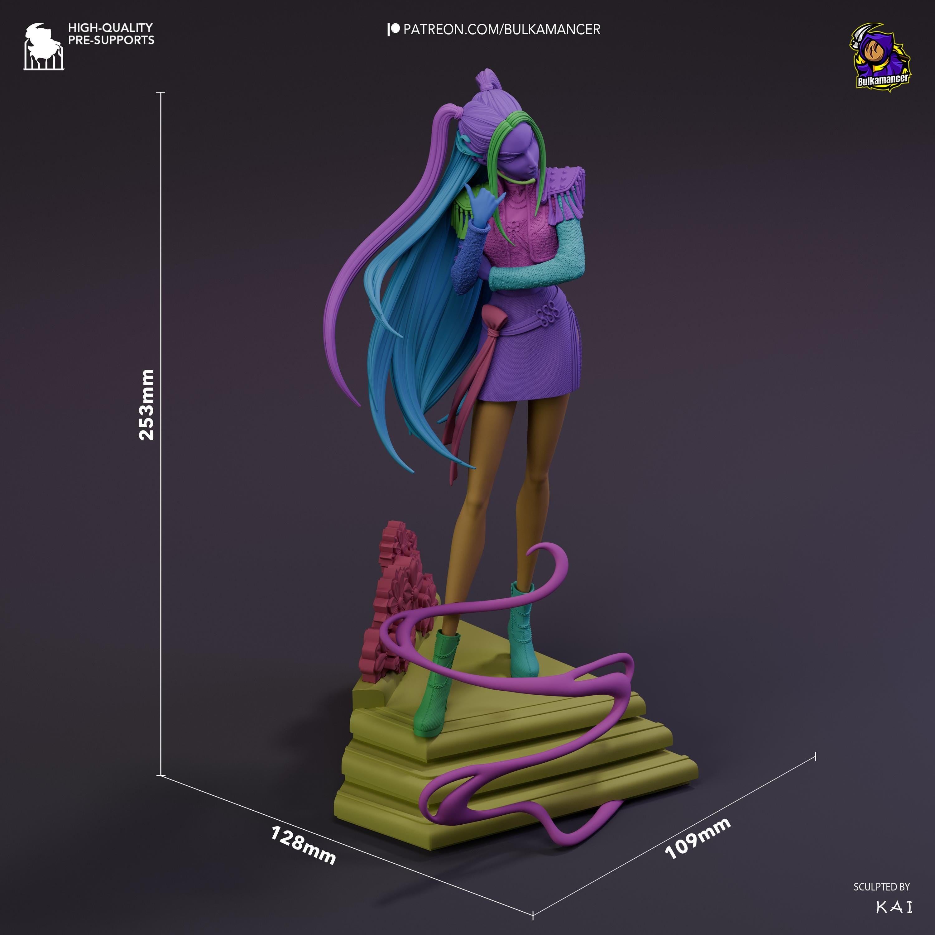 Estatua de resina de Mira, cazadora de espíritus Kpop: Coleccionable hecho por fans de Kpop, cazadora pintada a mano