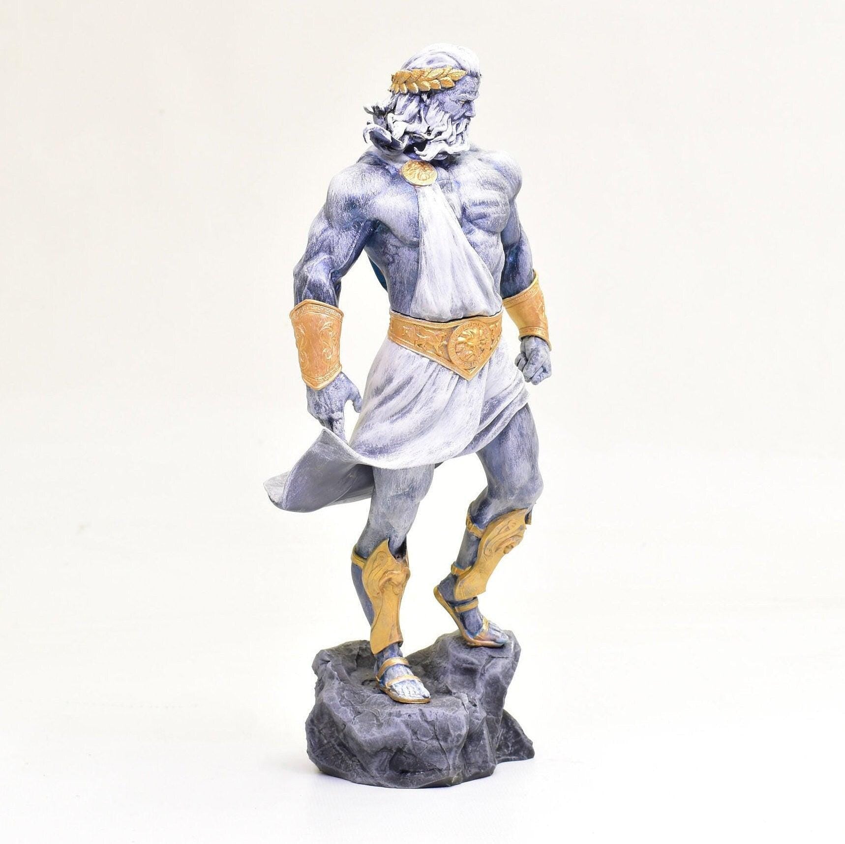Hand-Painted Zeus Statue: 3D Printed Greek God Sculpture