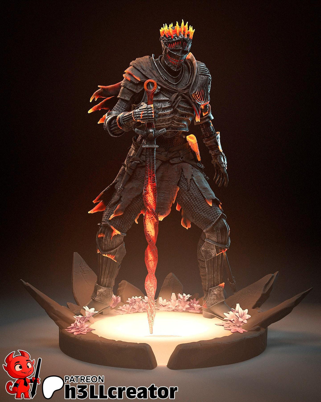 Soul of Cinder Statue: Hand-Painted Resin Knight - Dark Fantasy Collectible