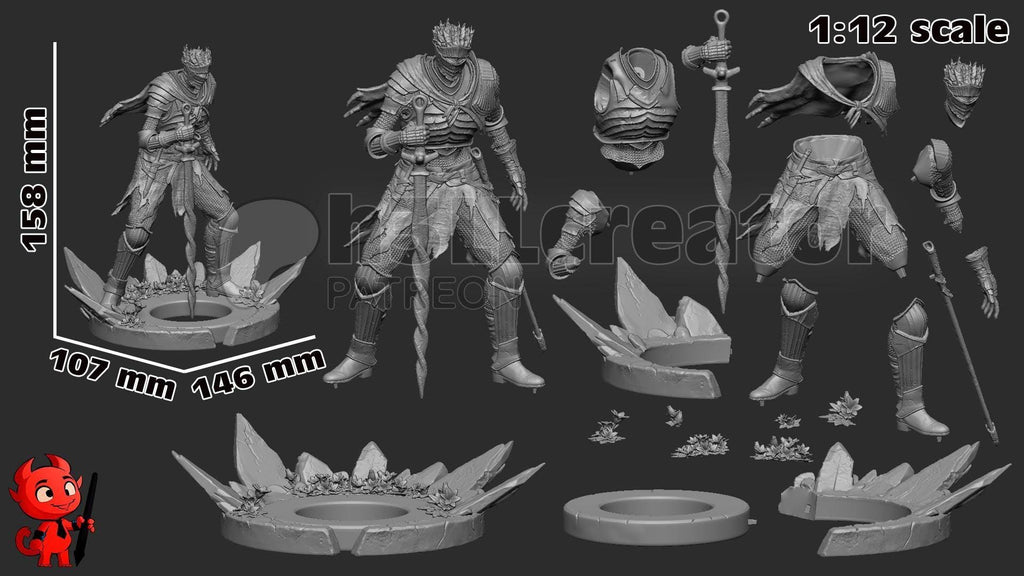 Soul of Cinder Statue: Hand-Painted Resin Knight - Dark Fantasy Collectible