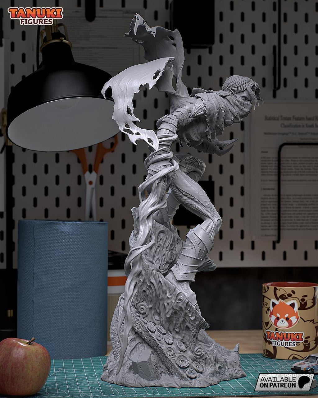 Estatua de figura 3D de Raziel / Figura de resina de fantasía oscura / Coleccionable hecho a mano pintado a mano