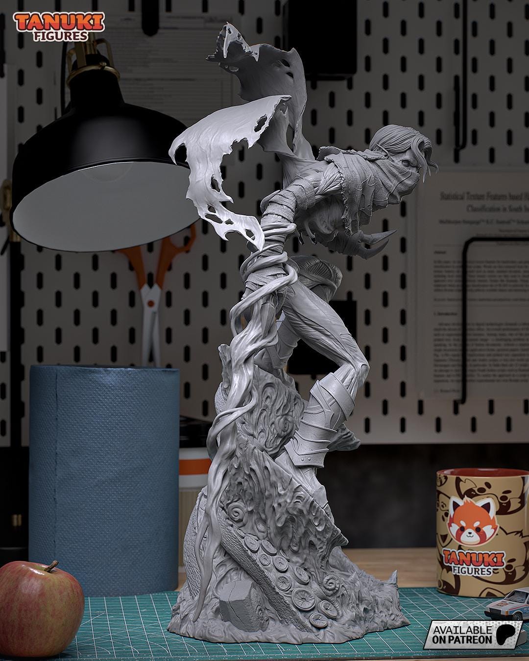 Estatua de figura 3D de Raziel / Figura de resina de fantasía oscura / Coleccionable hecho a mano pintado a mano