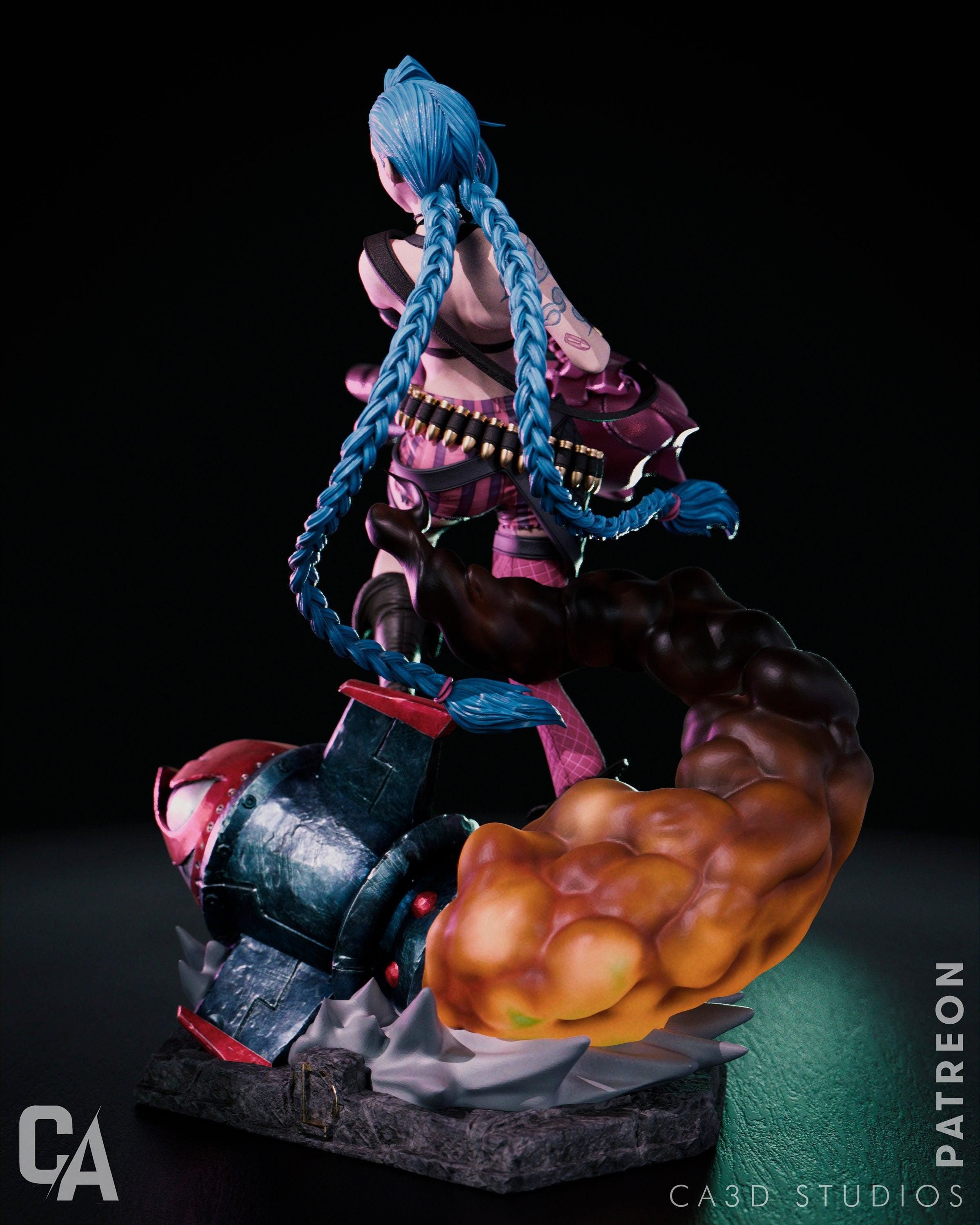 Hand-Painted 3D Printed Jinx Figurine: Collectible Fan Art