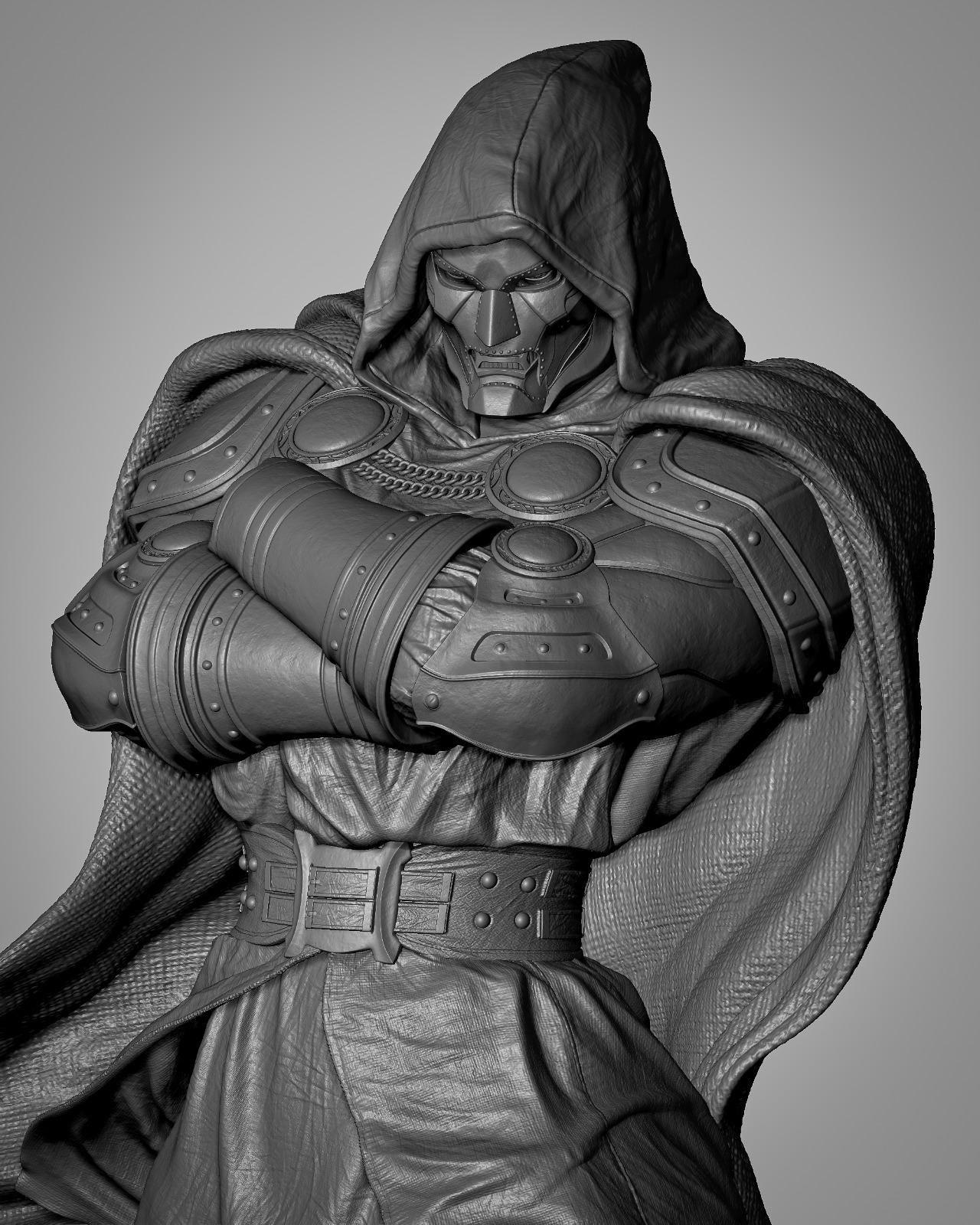 3D Printed Dr Doom Figurine | Hand-Painted Resin Statue