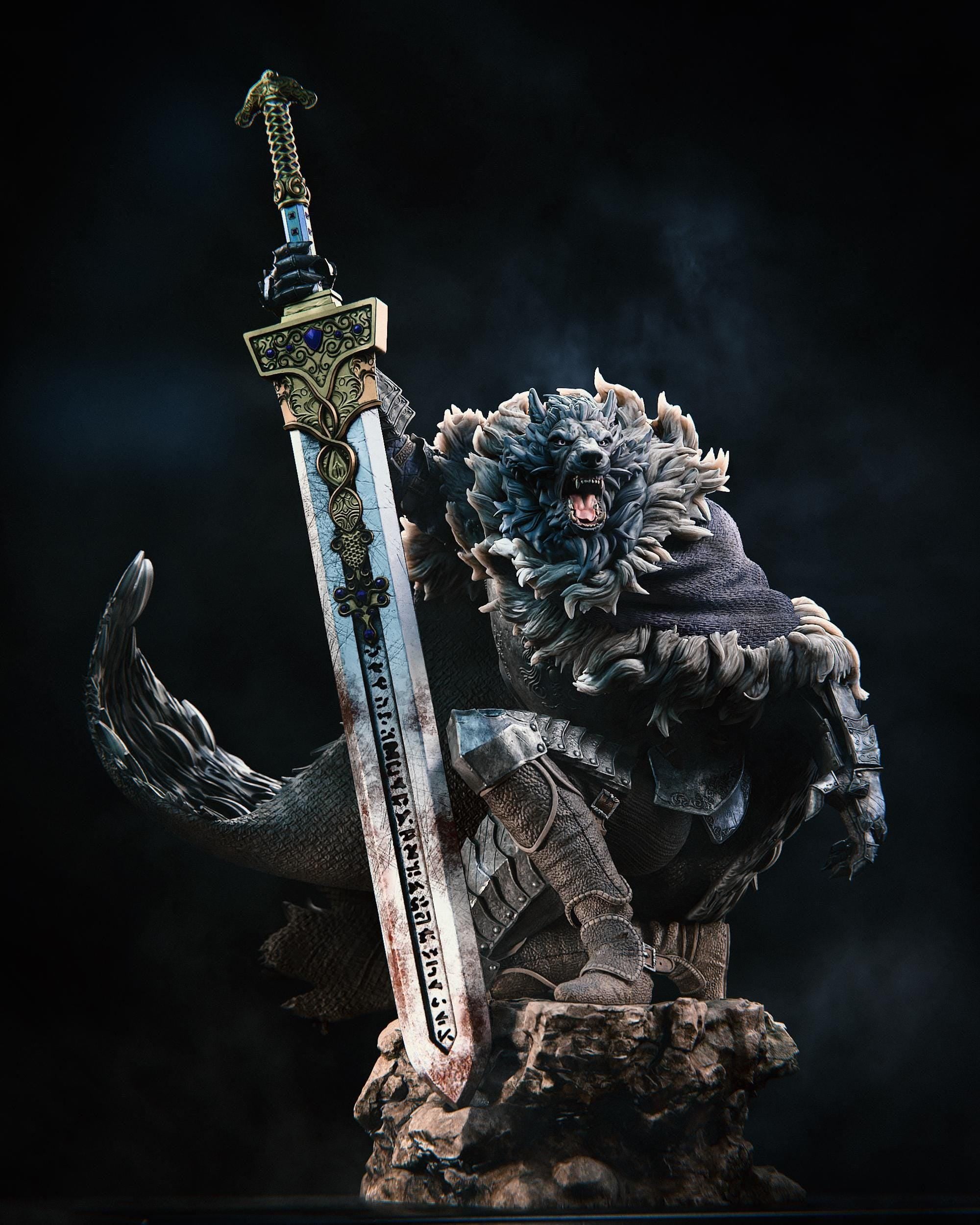 Blaidd the Half-Wolf Figurine: Elden Ring Resin Collectible - Hand-Painted or Unpainted