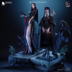 Morticia & Wednesday Diorama: Hand-Painted Gothic Resin Collectible