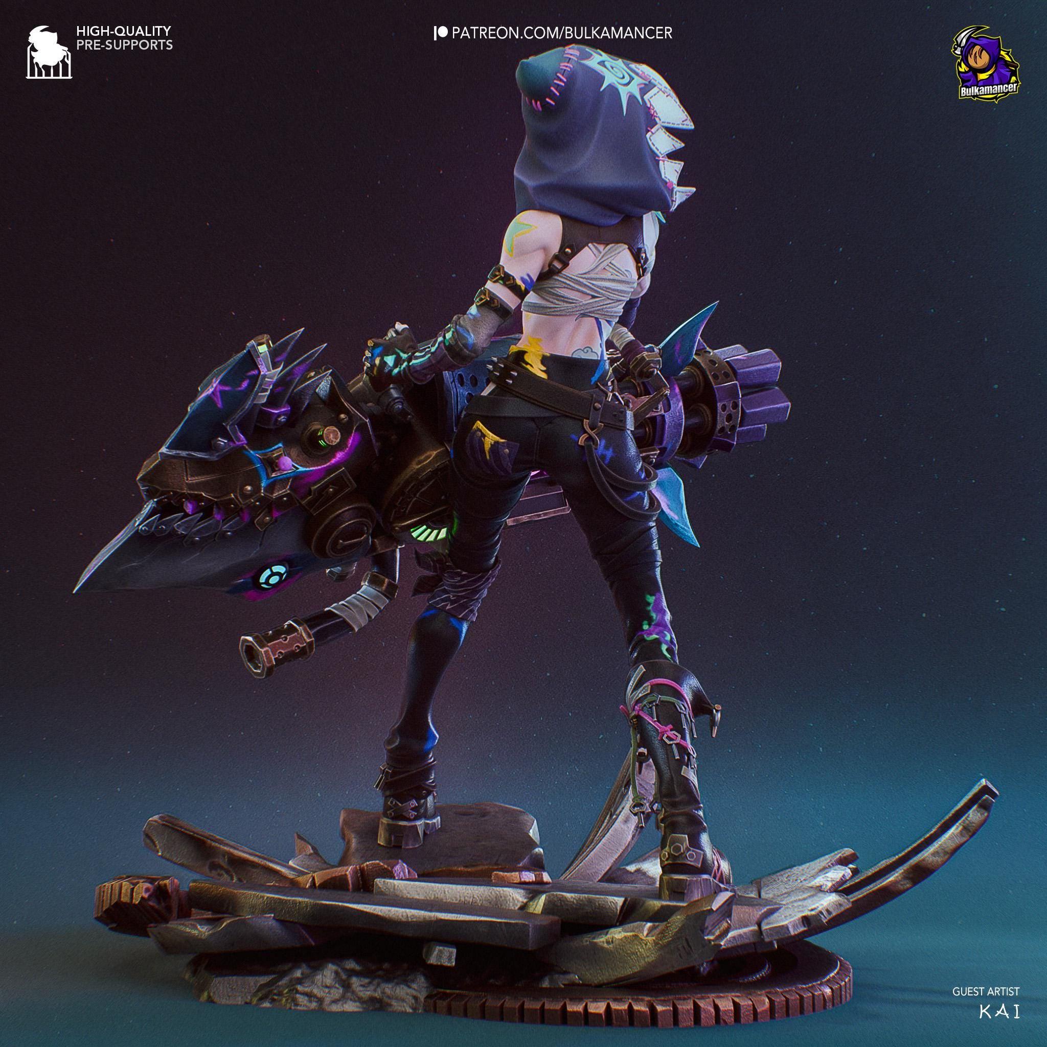 3D Printed Jinx Figurine: LoL Inspired Collectible Fan Art