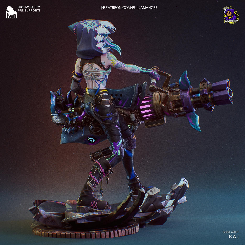 3D Printed Jinx Figurine: LoL Inspired Collectible Fan Art