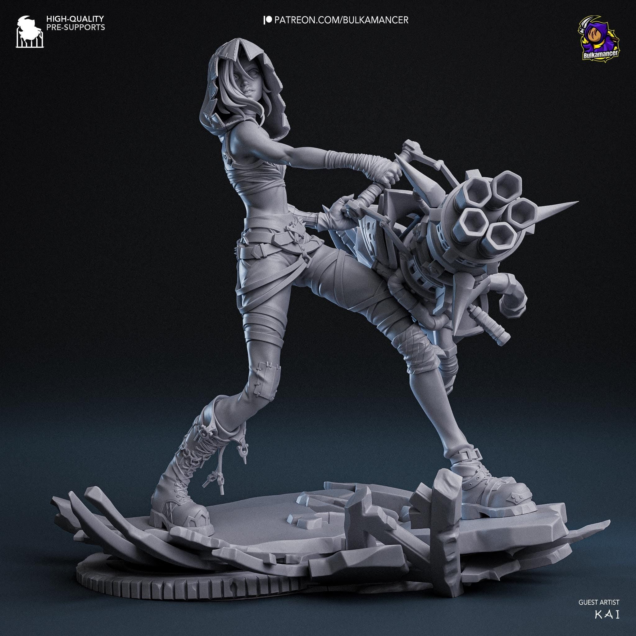 3D Printed Jinx Figurine: LoL Inspired Collectible Fan Art