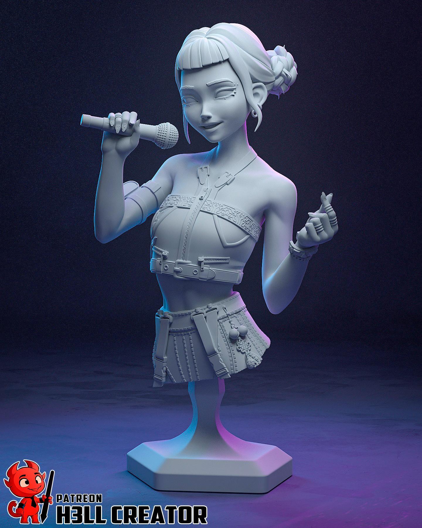 Estatua inspirada en Zoey / Figura de ídolo K-Pop / Coleccionable de resina pintado a mano / Set de diorama de edición limitada