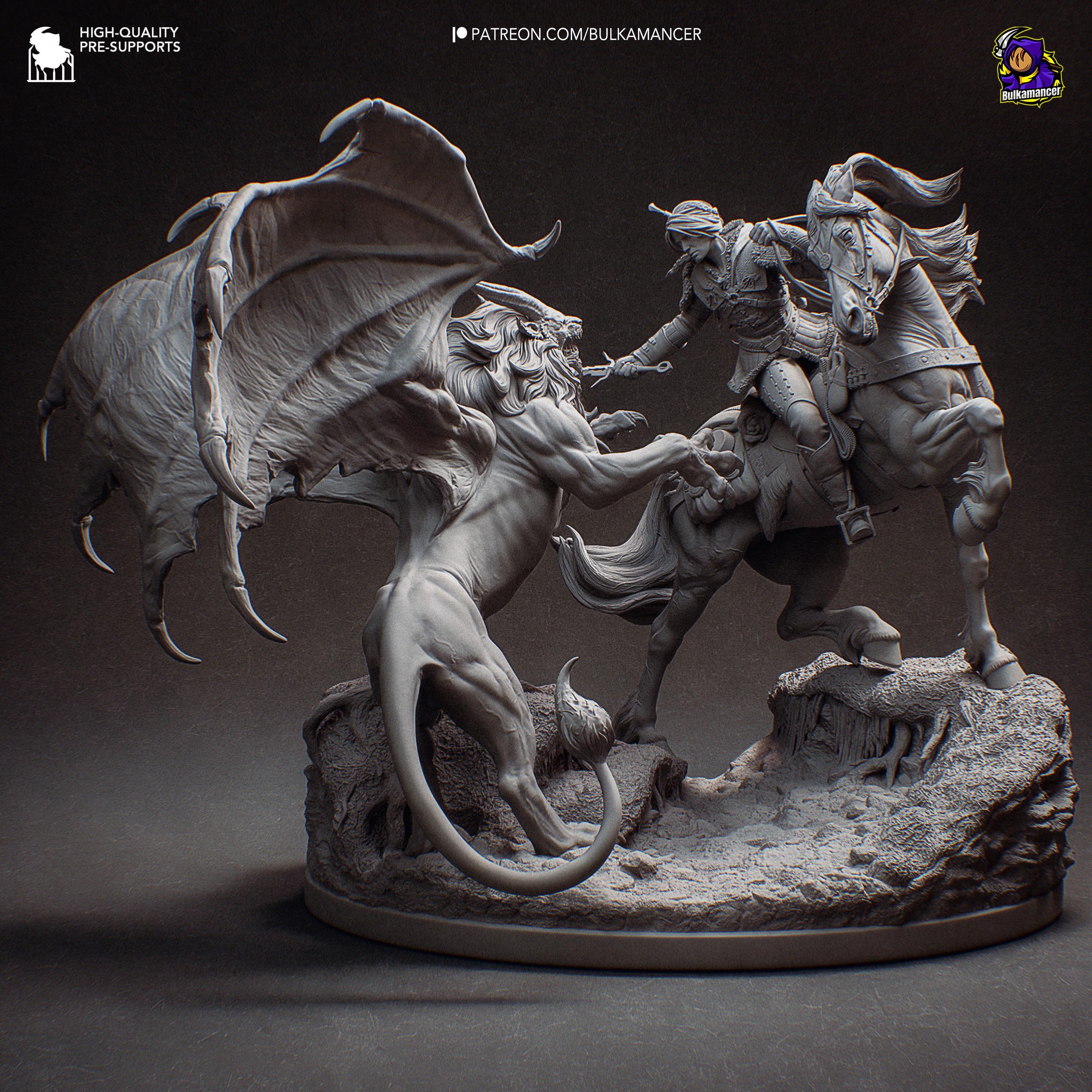 Ciri vs Manticore Diorama: Hand-Painted Resin Witcher Statue